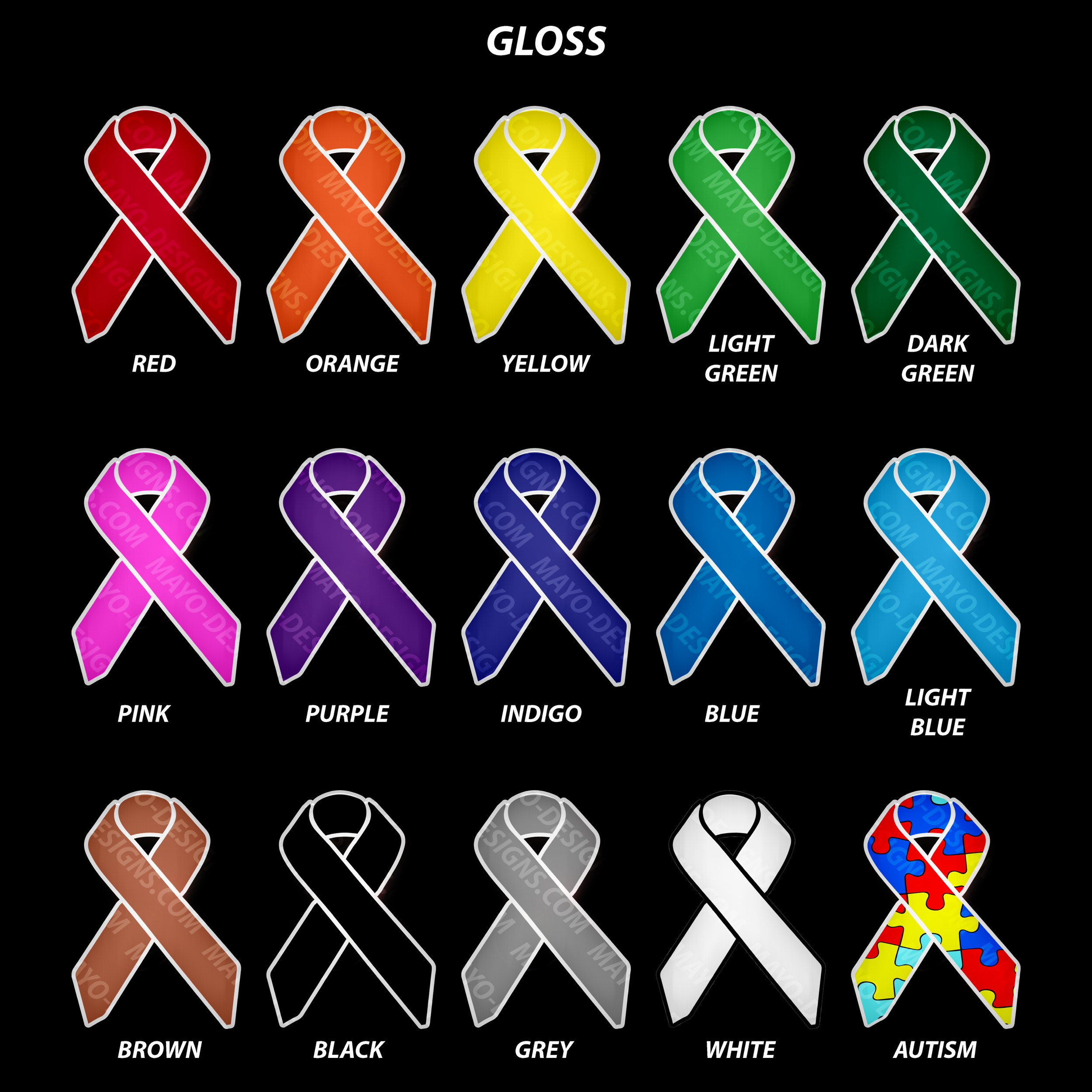 Cancer/Autism Awareness Ribbon Decals