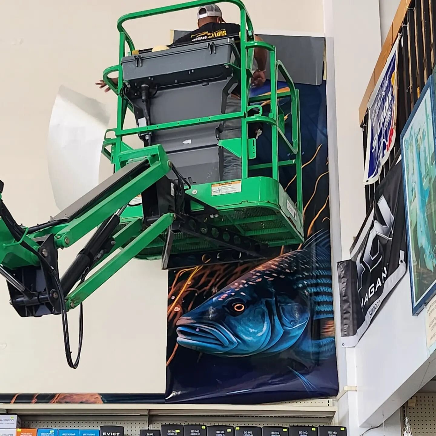 Working on getting this monster of a mural up today over at Monahans in Weymouth!  #designprintinstall