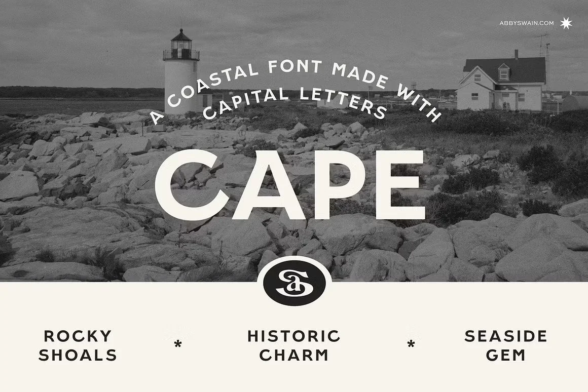 Cape is a coastal font made with capital letters, inspired by vintage hand-painted sign lettering.