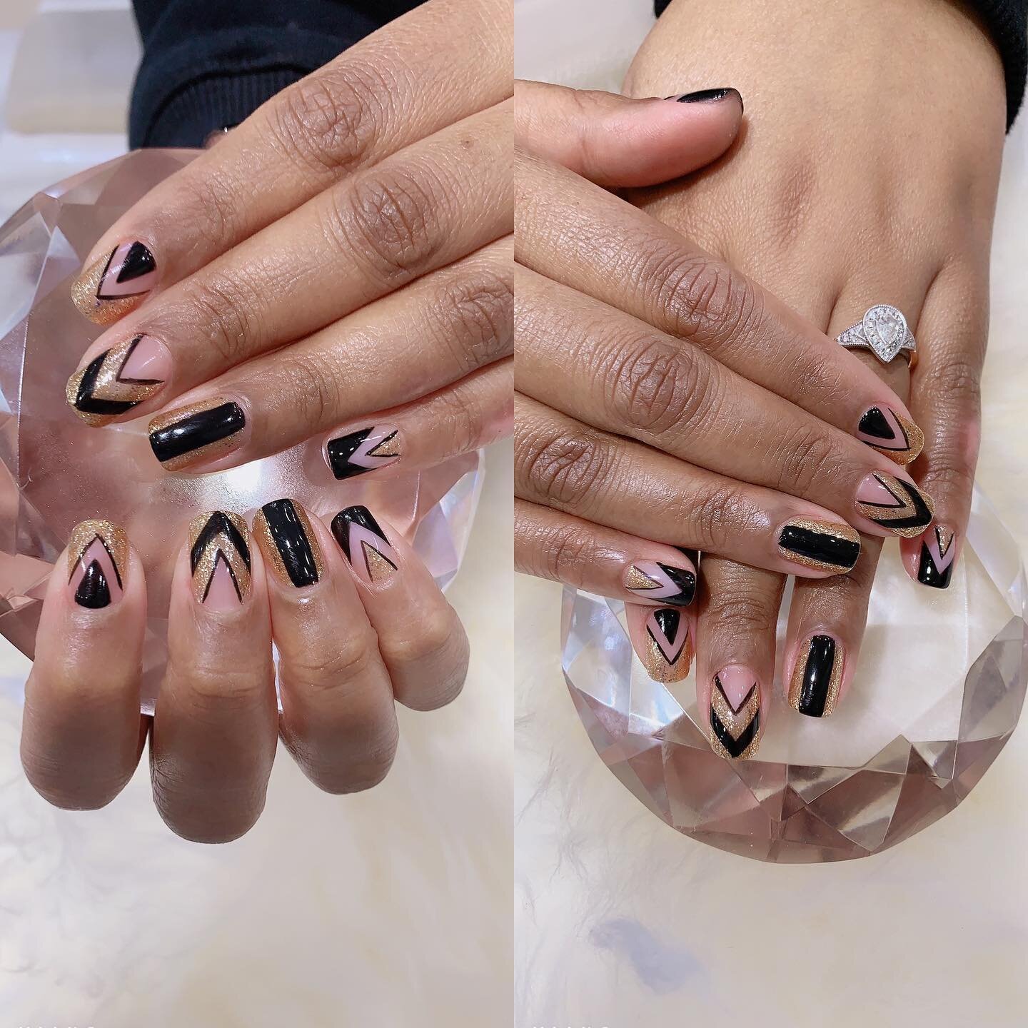 Pedinnails #blacknails #goldnails #nails💅 #shellacnails #richmondhill .