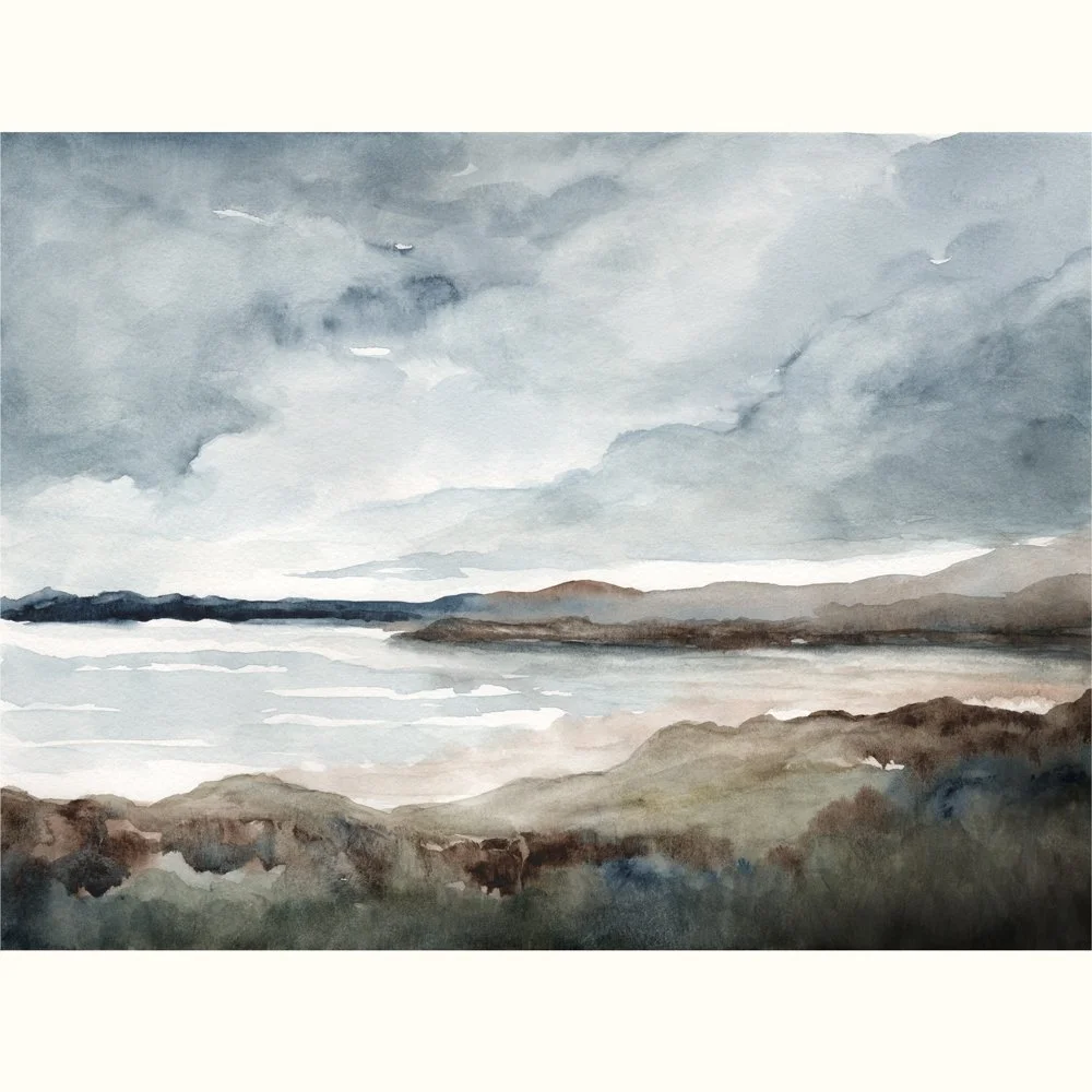 COASTAL VIEW WATERCOLOR ART PRINT