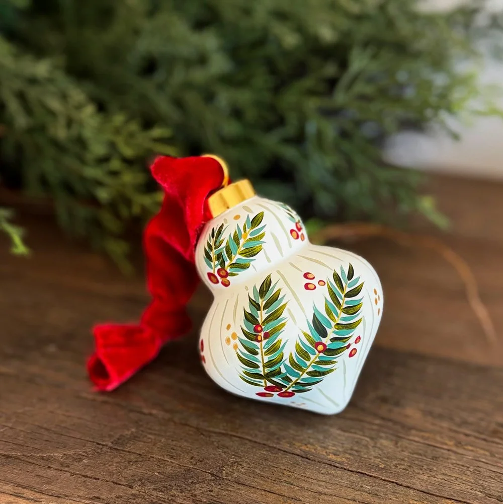 HOLIDAY WINTER BRANCHES AND BERRIES-LAMP SHAPED ORNAMENT