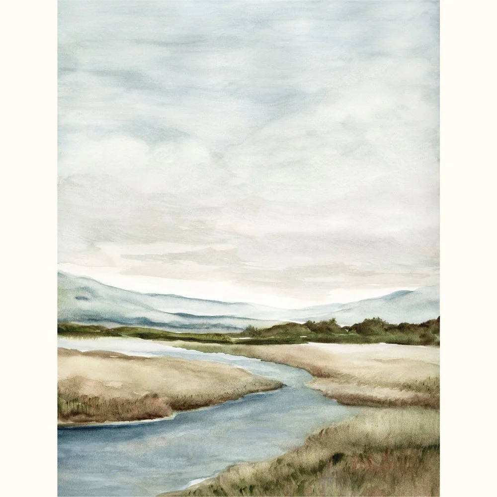 WATERCOLOR WINDING RIVER ART PRINT