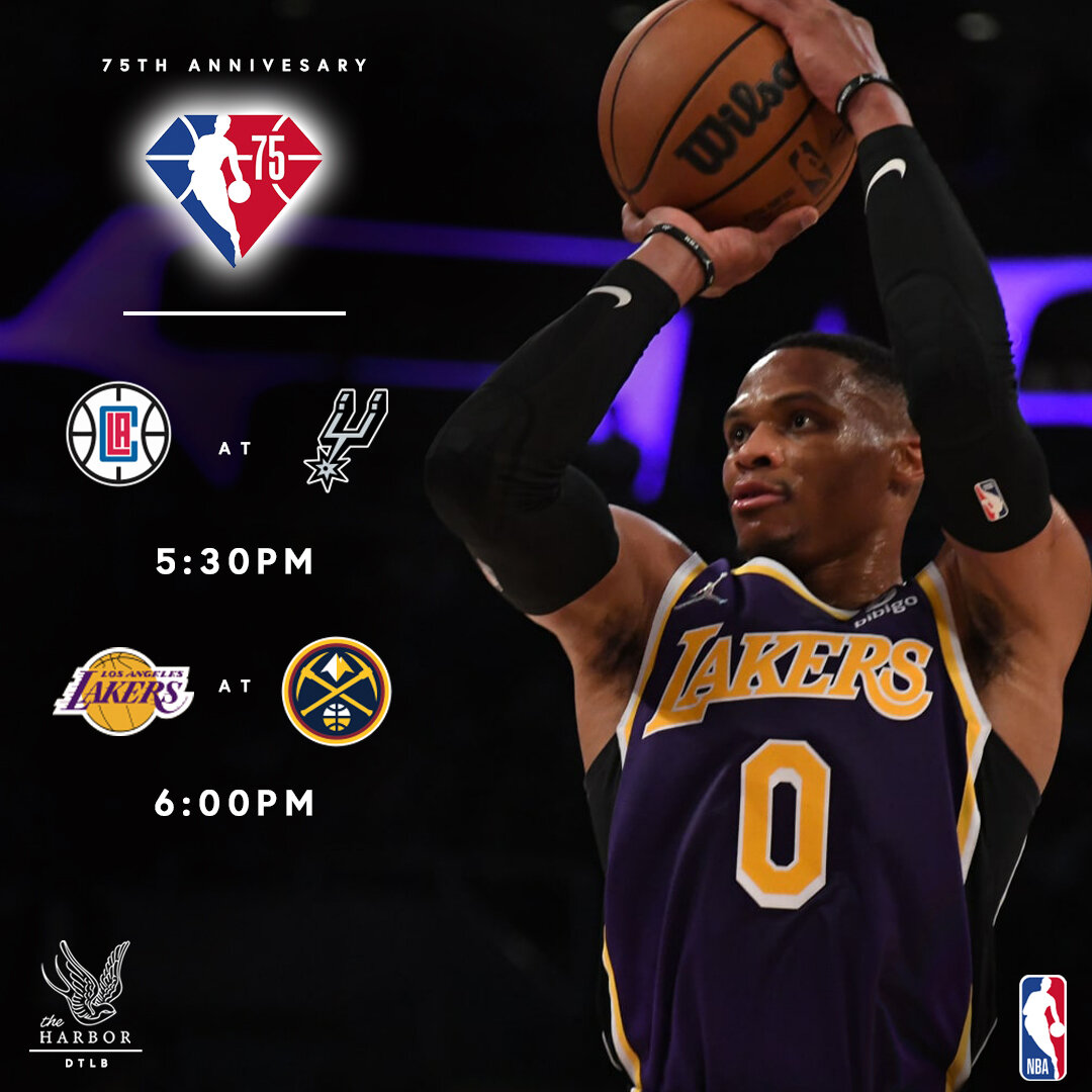 Saturday's #NBA line-up at The Harbor! | Starts at 5:30PM
.
.
.
.
.
#Lakers #clippers #LA #longbeach #theharborlb #LB #LBC #downtownlb #sportsbar #basketball #saturday #cocktails #crafbeer #vibes #saturdaynight #happyhour