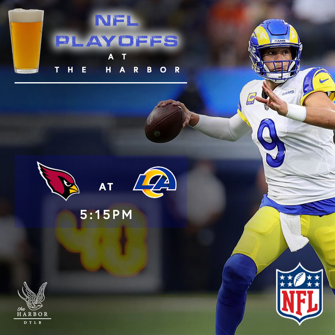 Wild Card Monday Night! Cardinals at Rams! 5:15PM | Happy Hour 4PM-8PM 
.
.
.
.
#NFL #football #Rams #LA #theharborlb #sportsbar #gastropub #LB #Longbeach #LBC #craftbeer #craftcocktails #happyhour #dlba #eatlbc #dinelbc #vibes #Monday