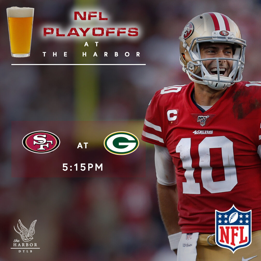 It's going down at The Harbor! Right During Happy Hour! Starts at 5:15PM
.
.
.
.
.
.
#49ers #NFL #playoffs #theharborlb #lb #lbc #longbeach #downtownlb #dlba #sportsbar #craftbeer #craftcocktails #vibes #saturday
