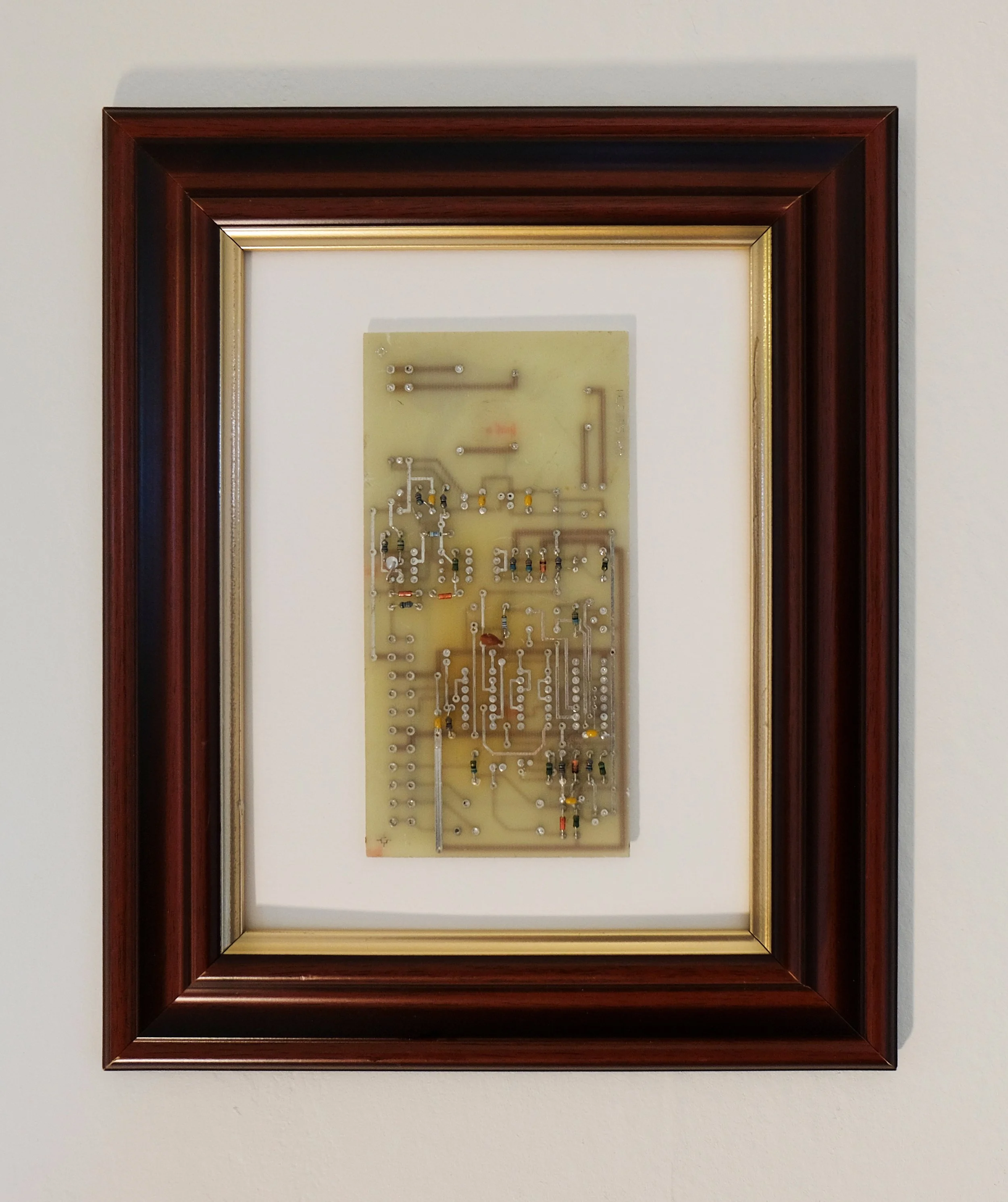 "Avtegninger", 2026, 22.5x27.5cm, circuit board on paper.