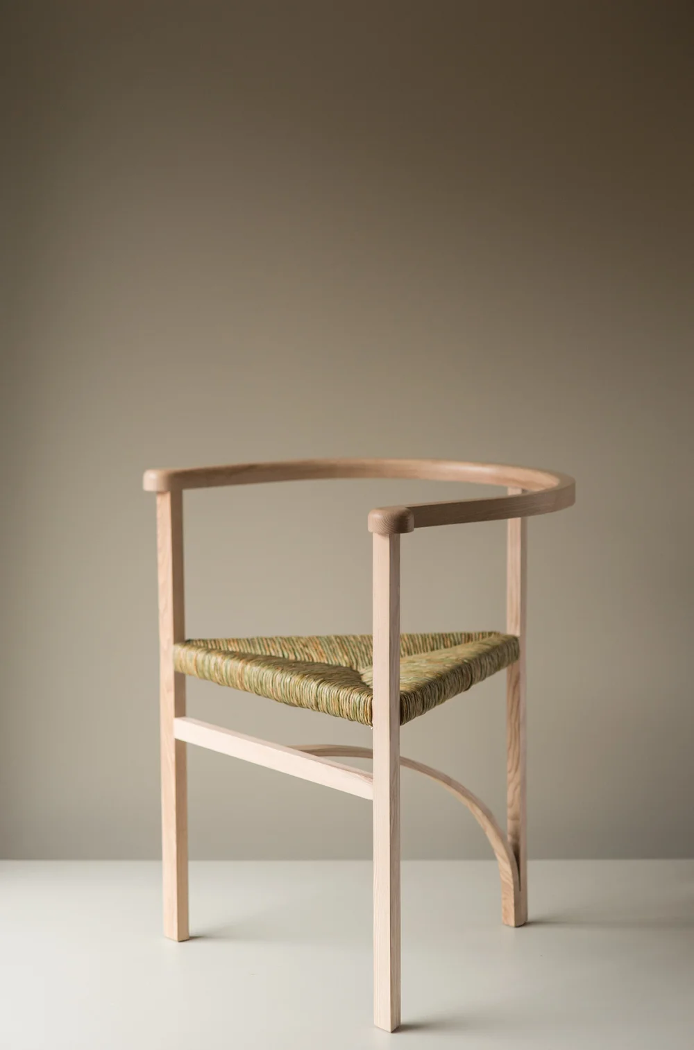 Prism Chair with rush seat in ash Angus Ross Designer and bespoke  furniture made in Scotland
