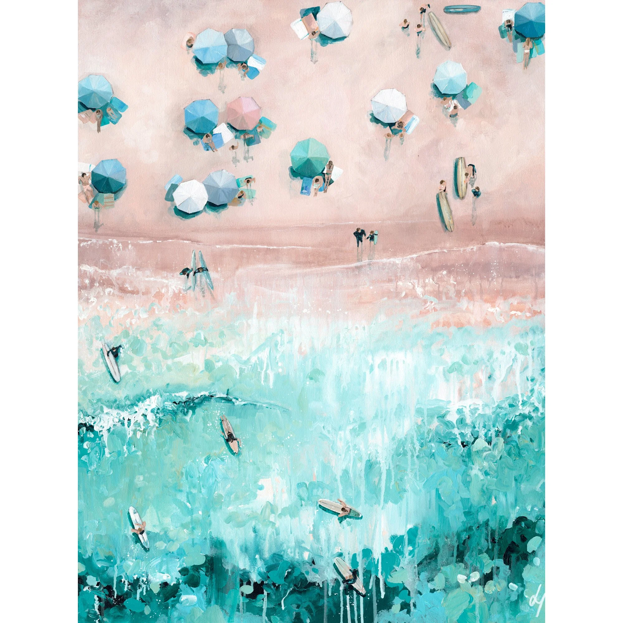 oceans breath is a bright tropical inspired cornish print by cornish artist Lucy Young, celebrating the cornish st ives coast line