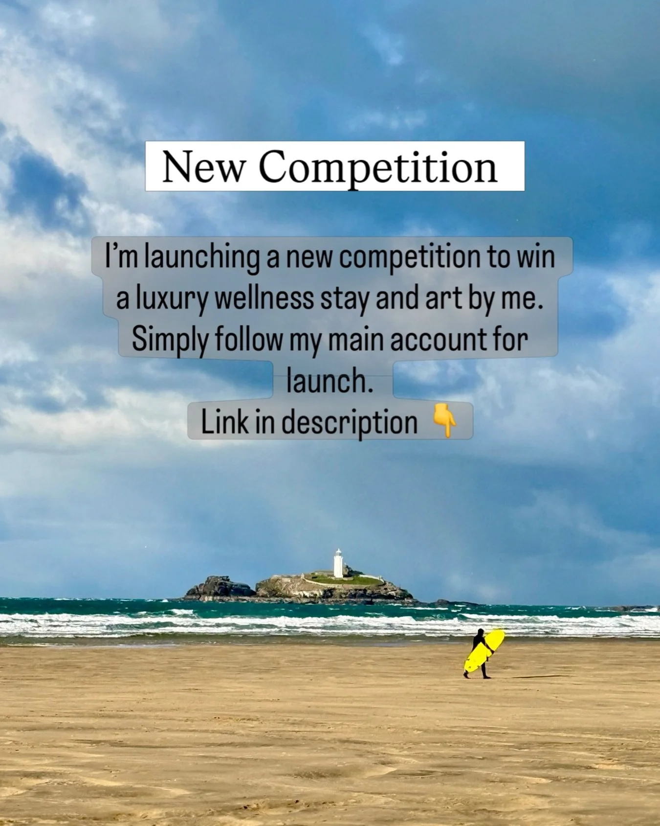 Don&rsquo;t miss this one&hellip;&hellip;.🎉

I&rsquo;ve got the most amazing giveaway coming up very soon on my main account.

A two night wellness stay at a luxury beach house and art by me.

Follow @lucyyoungart for launch information. 

Coming so