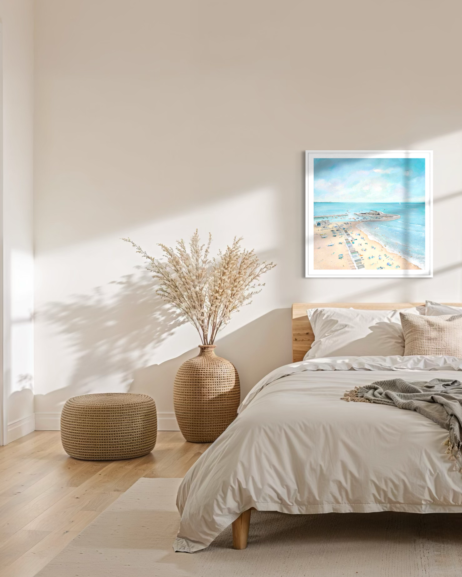 Summer In Lyme Art Print | Lyme Regis Seafront |Iconic Dorset Coast & Pastel Houses Giclee Print