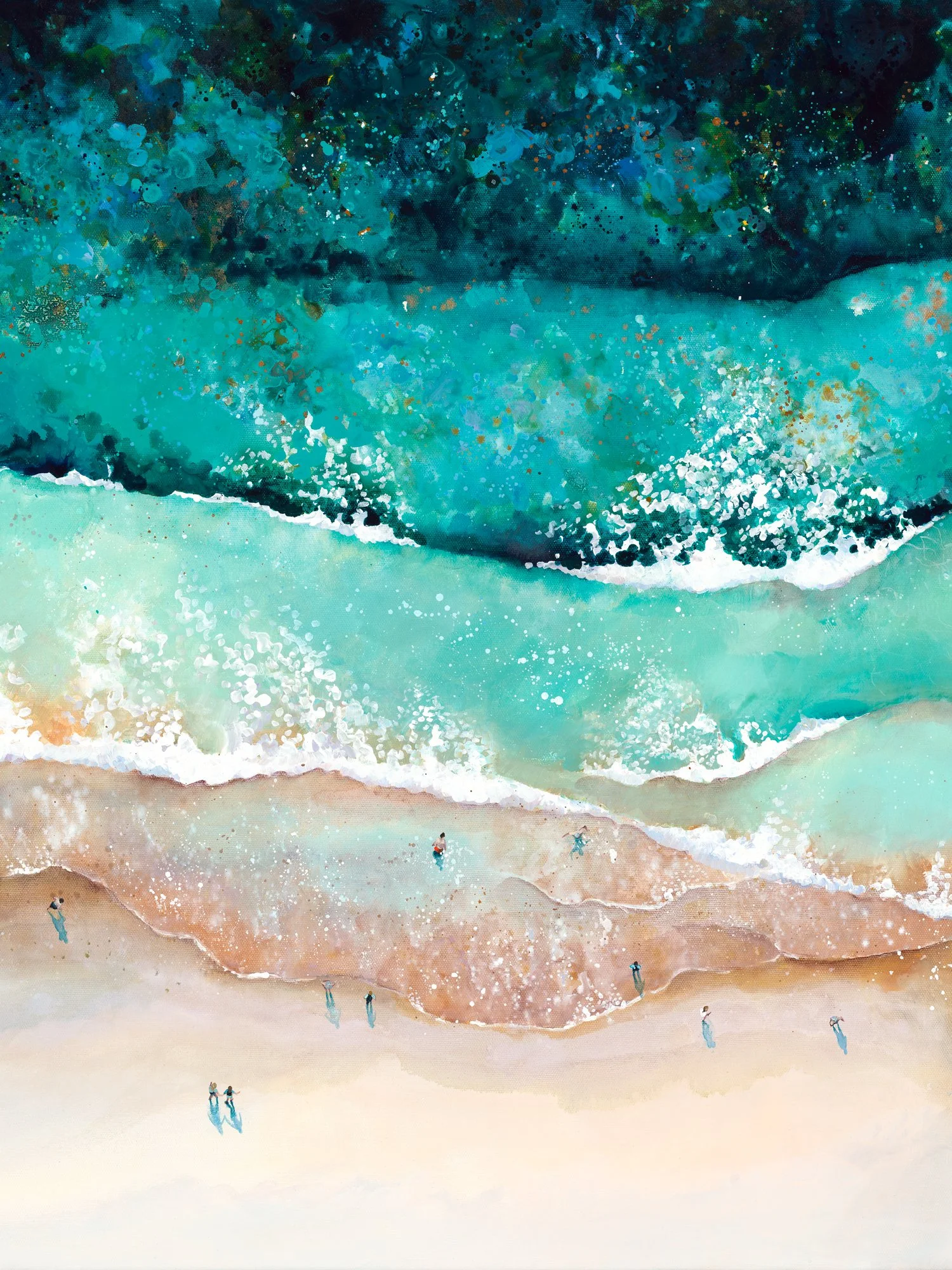 British coastal artist Lucy Young aerial seascape painting of the South West coast