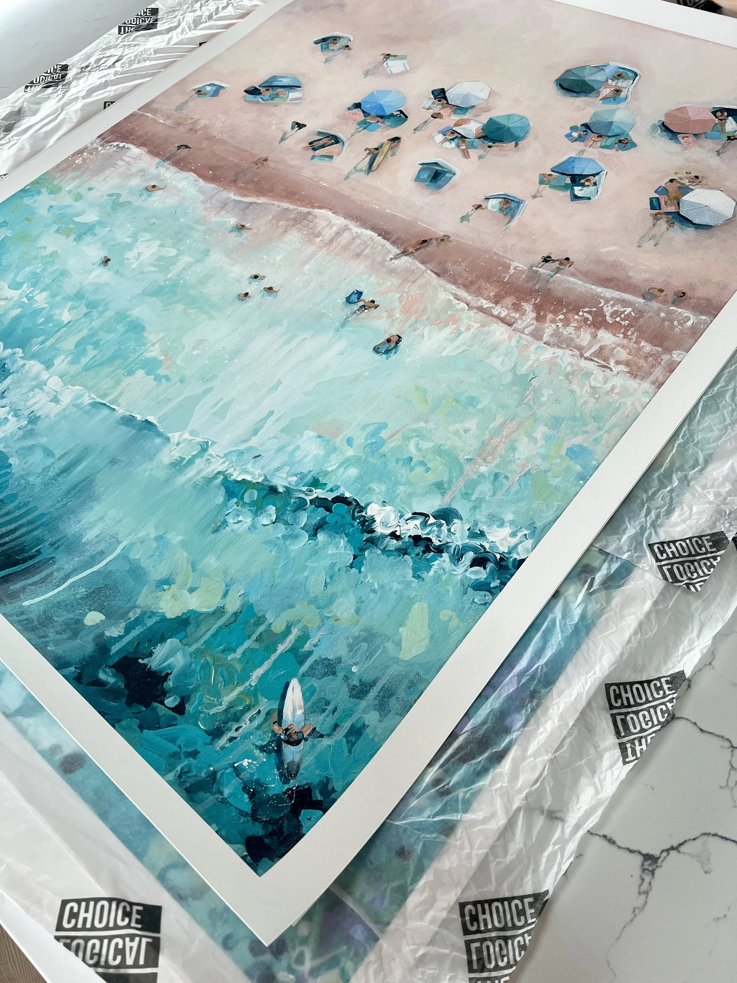 a Lucy Young fine art print just delivered, flattened and ready to choose a frame.