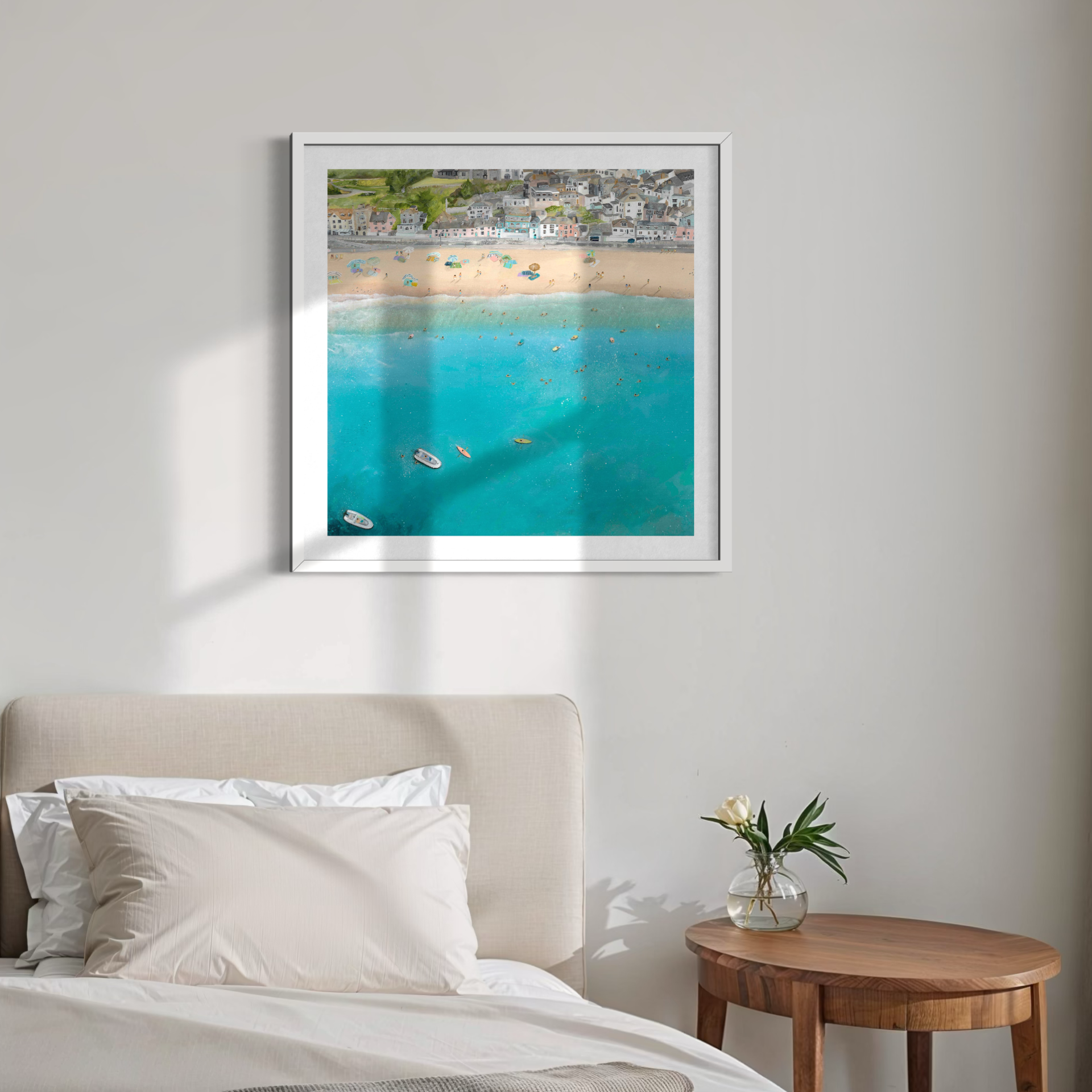 Lyme Light And Life Art Print | Lyme Regis Seafront |Iconic Dorset Coast & Pastel Houses Giclee Print