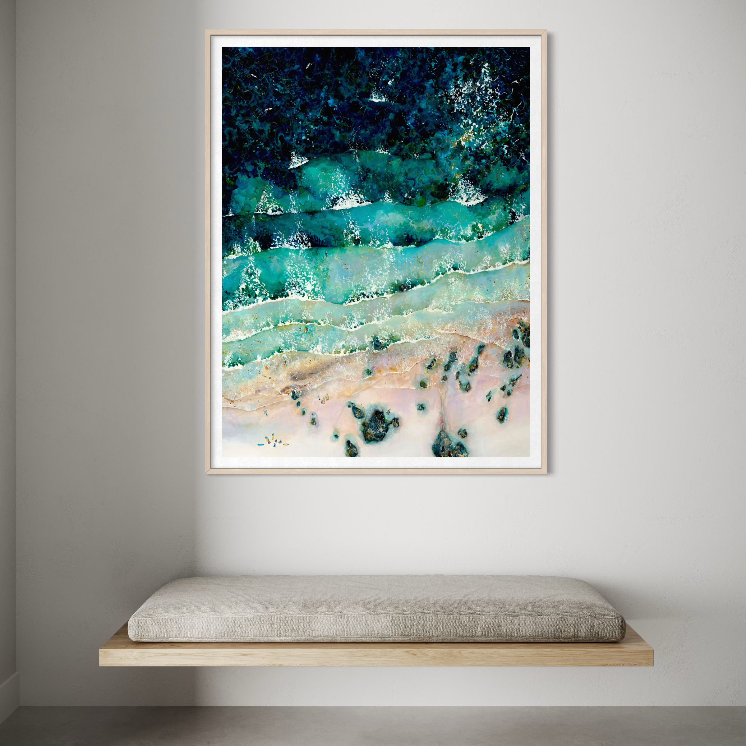 'Graceful Gwithian' Aerial Print | The Bay & Rock Pools | Coastal Interior
