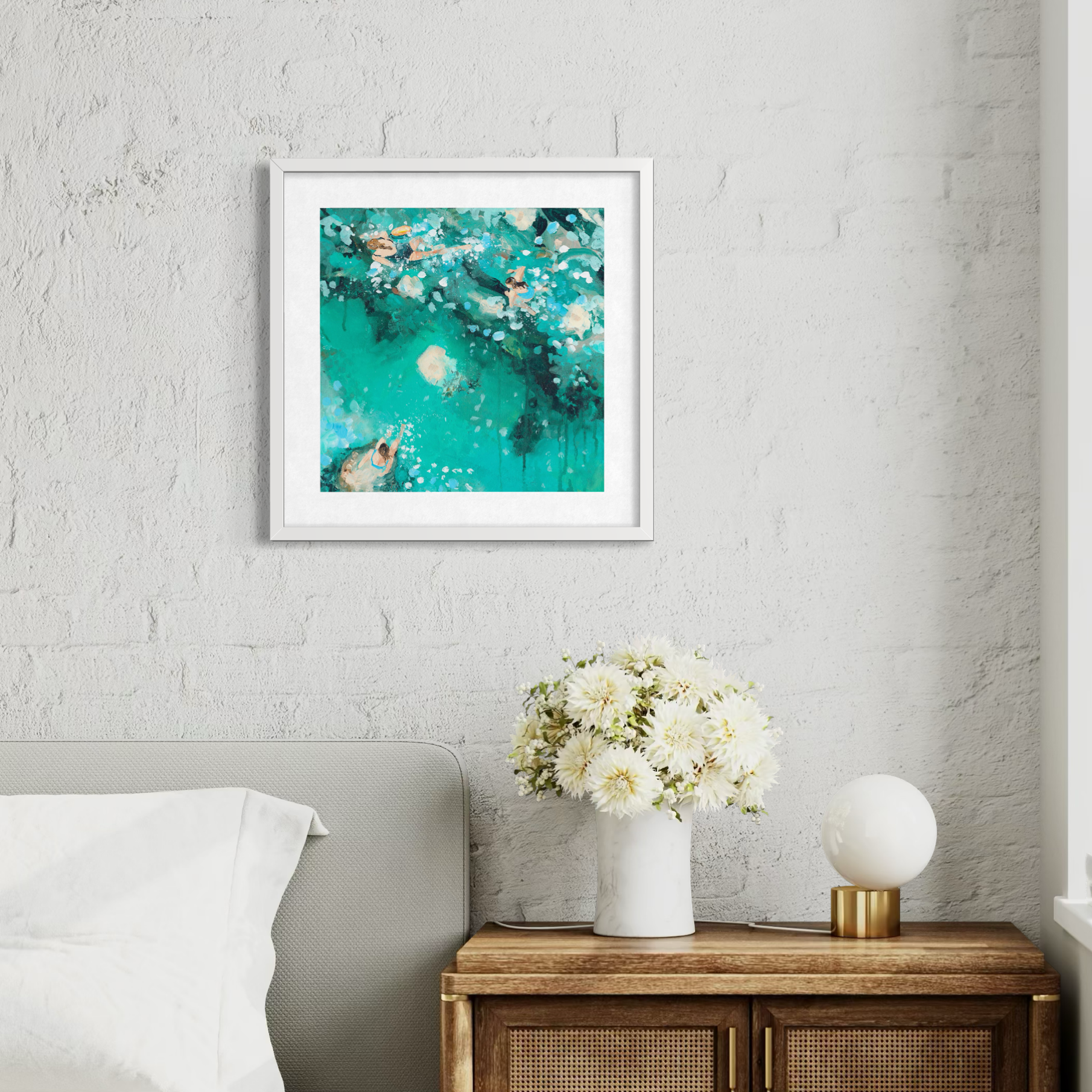 'Cold water kinship' Art Print | Wild Swimming Friendship | Intimate Coastal Giclée Print