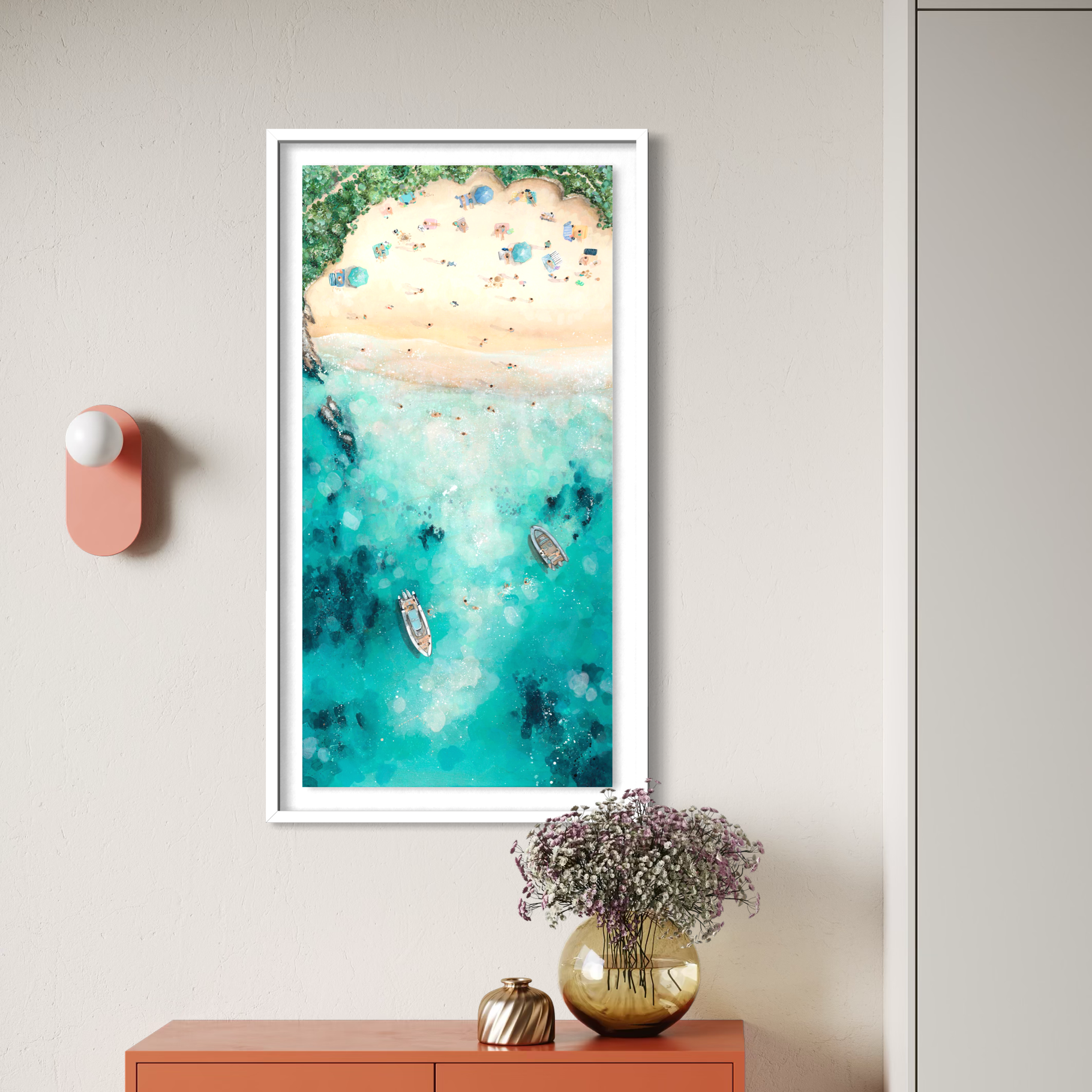 'Destination Anywhere' Art Print | Tropical Cove Wall Art | Turquoise Waters & Palm Trees Giclée Print