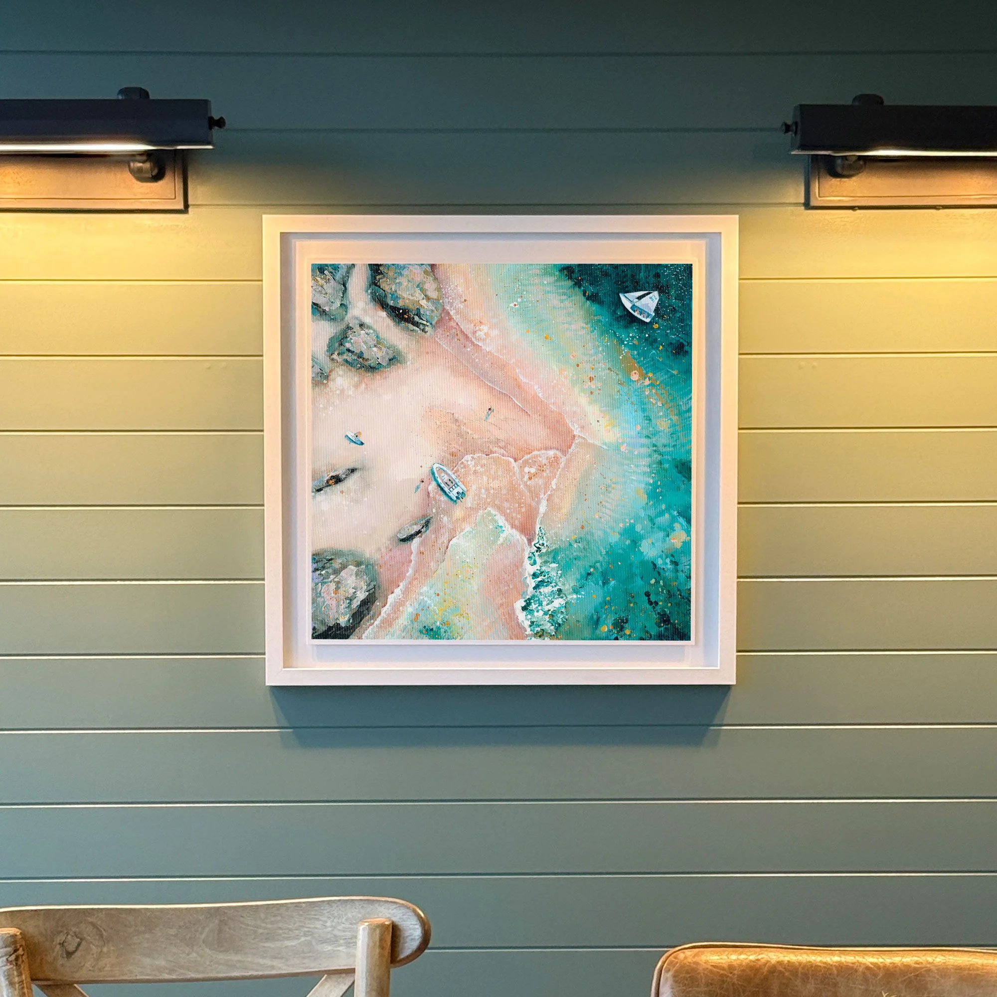 gara rock hotel showing, Lucy Young aerial seascape artist in the hotel