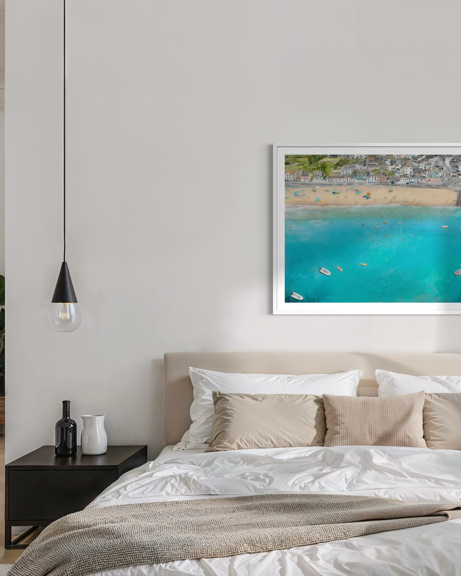 Lyme Light And Life Art Print | Lyme Regis Seafront |Iconic Dorset Coast & Pastel Houses Giclee Print