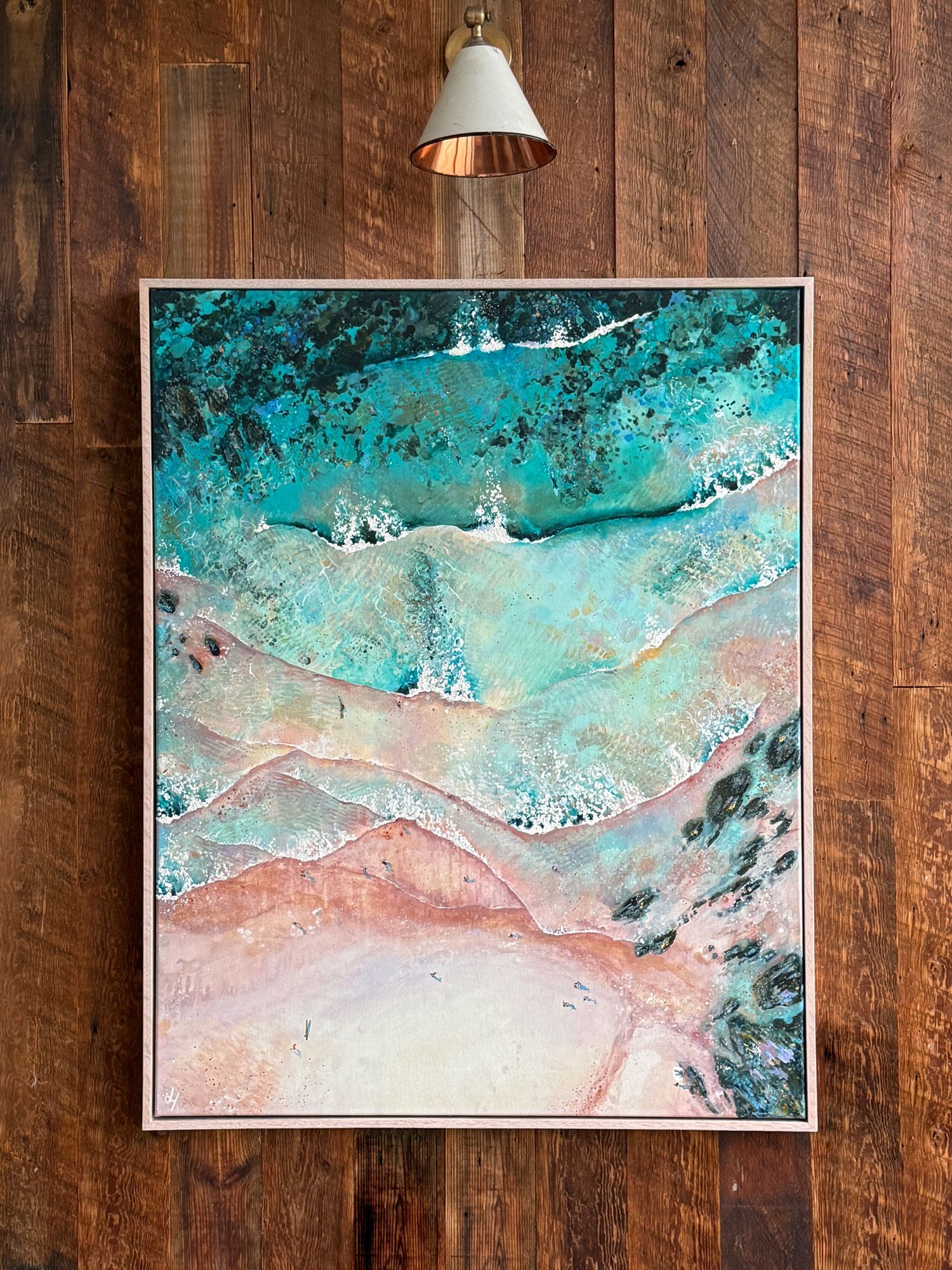 painting by Lucy Young showing in, gara rock hotel, Salcombe