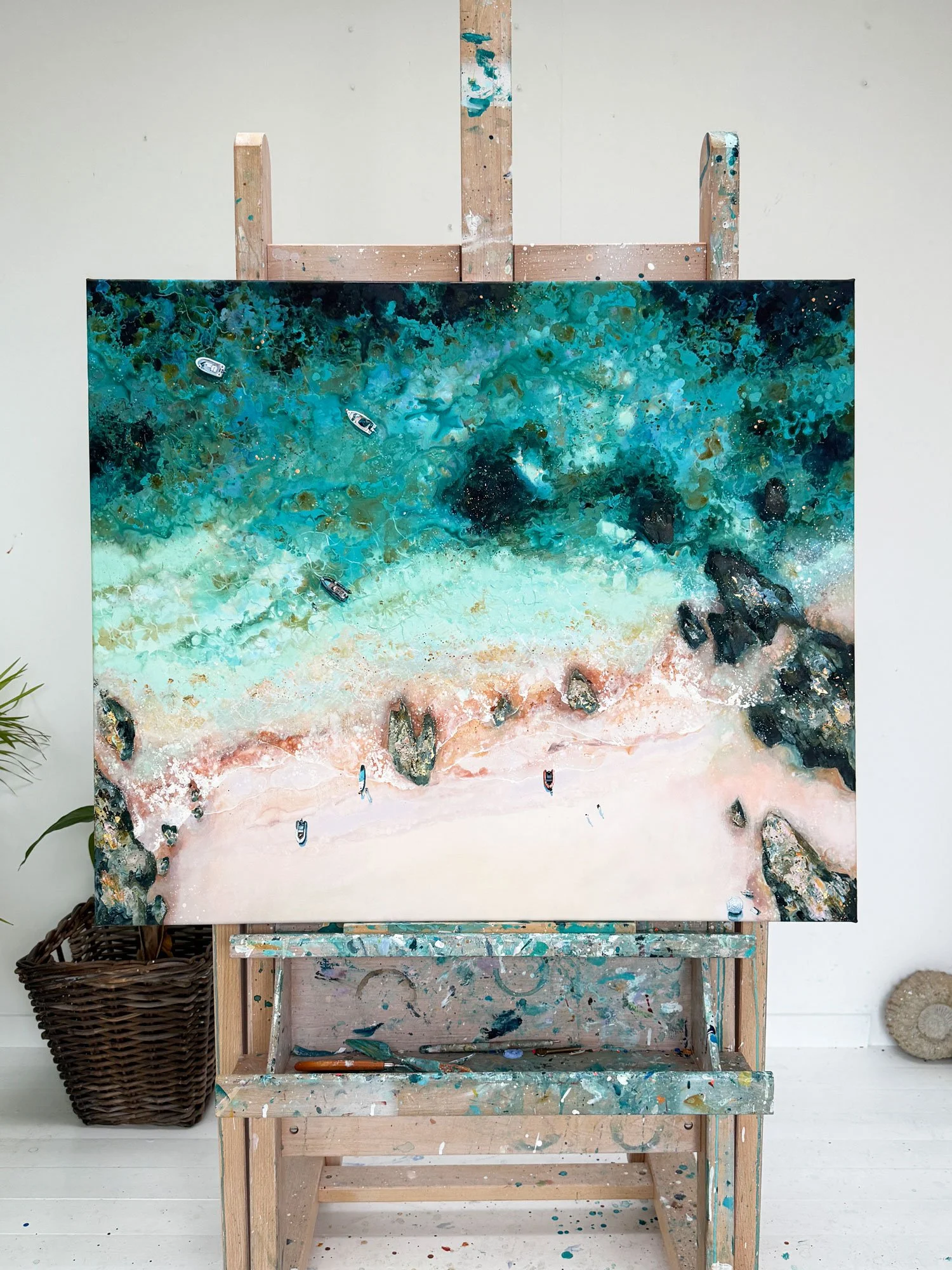 sunny cove painting by Lucy Young, Salcombe artist