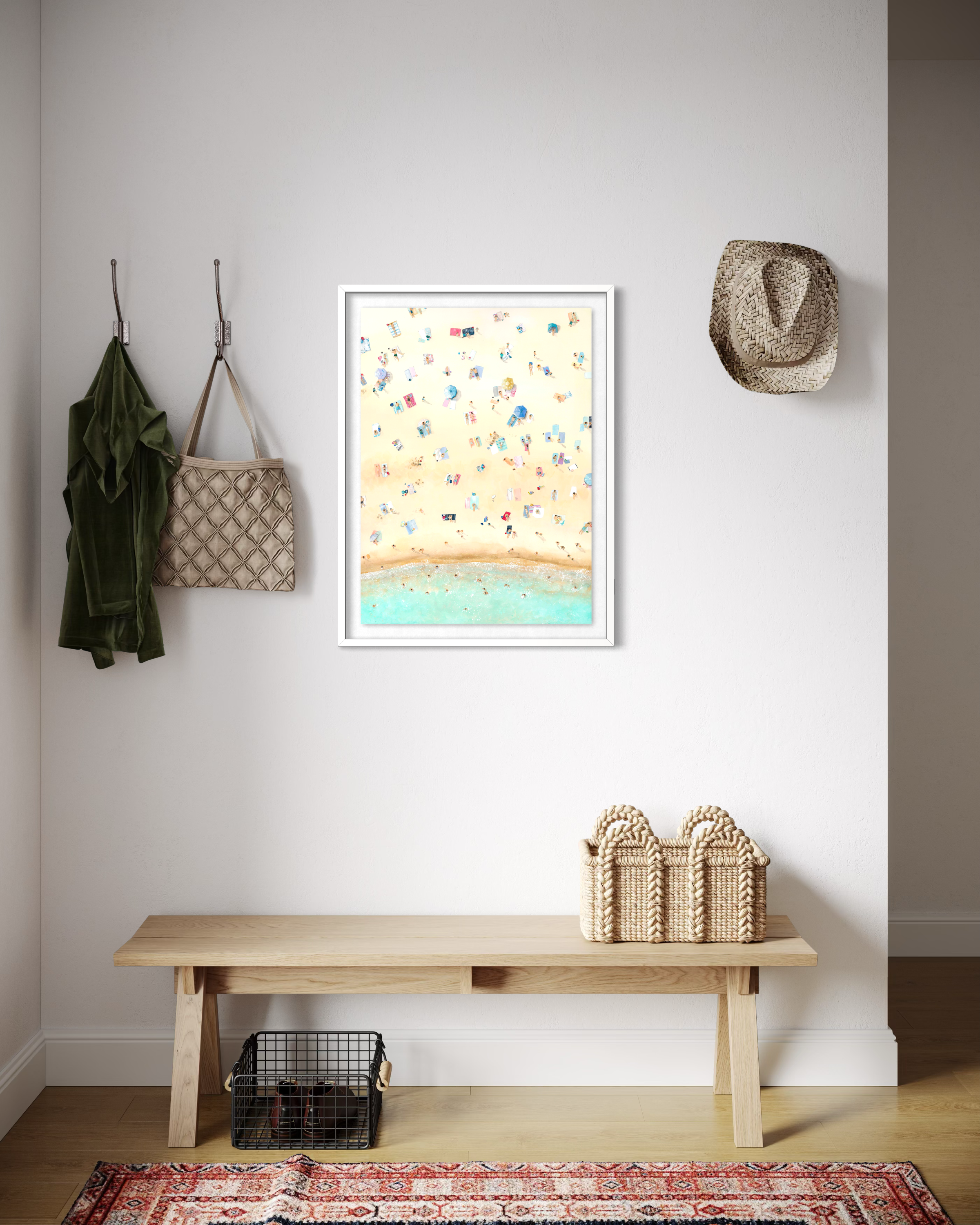 'Kaleidoscope' Art Print | Busy Summer Beach Aerial | Colourful Seascape Giclée Print