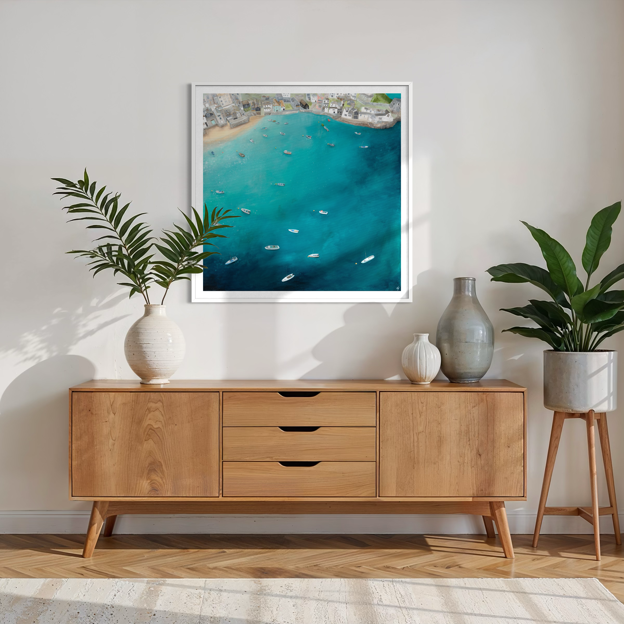 'Light On Water' Art Print | Polruan Quay Beach Fowey Estuary | Cornish Cottage Seascape Print