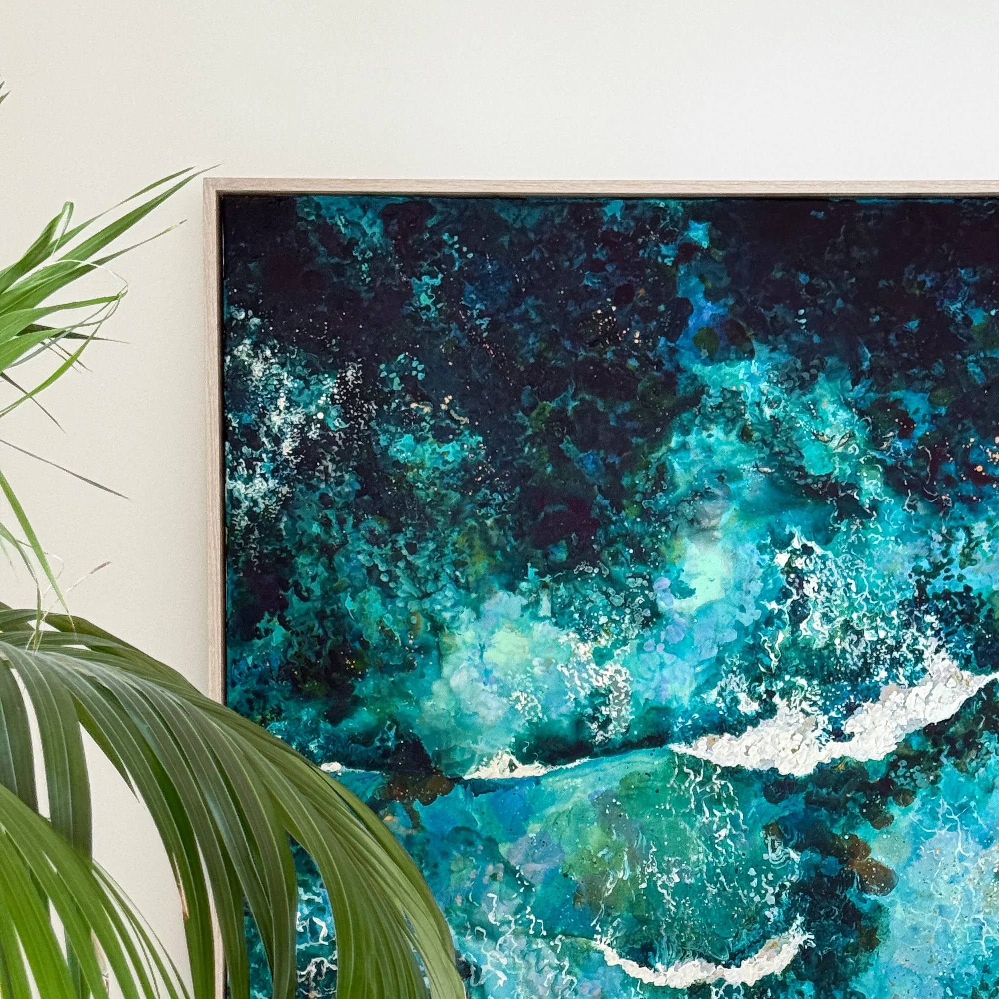 contemporary aerial seascape art by Lucy young