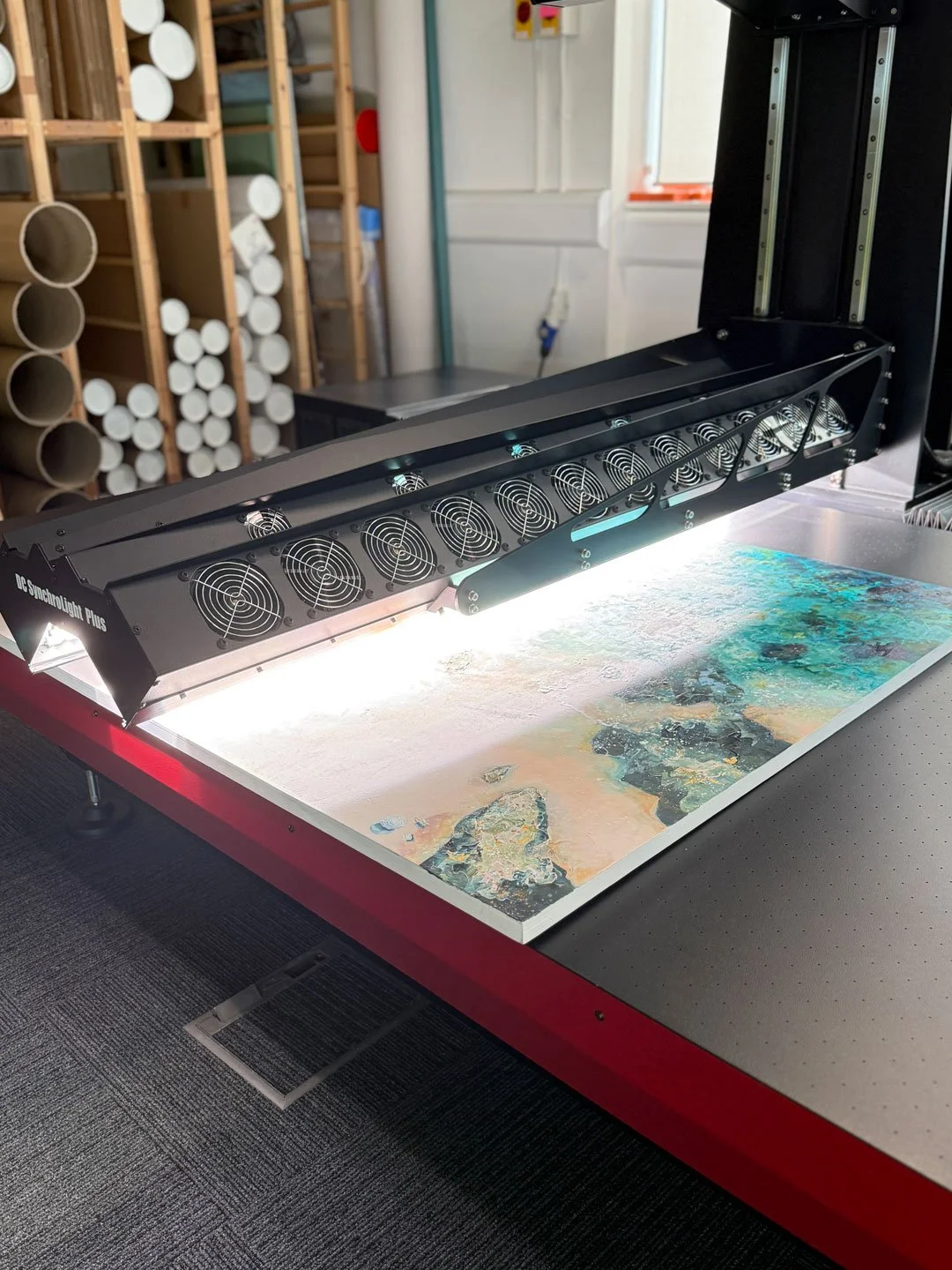 Lucy Youngs original art being 3D scanned for fine art prints at the logical choice print studio in Newquay, cornwall