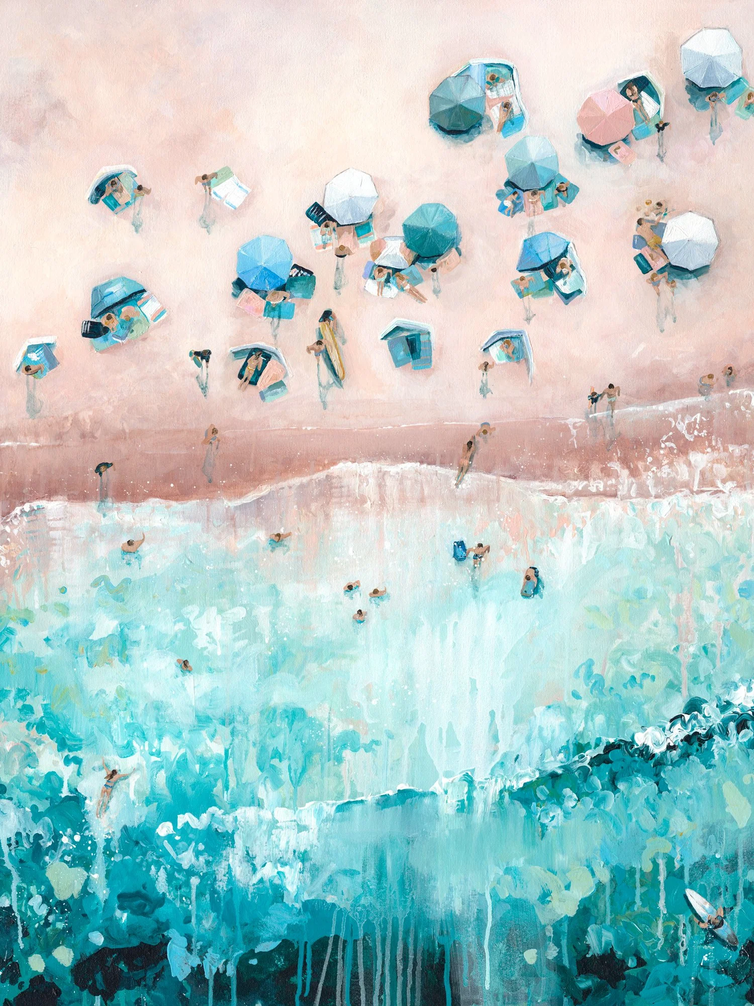 three mile beach coastal print titled, Oceans Breath, by Lucy Young aerial seascape artist