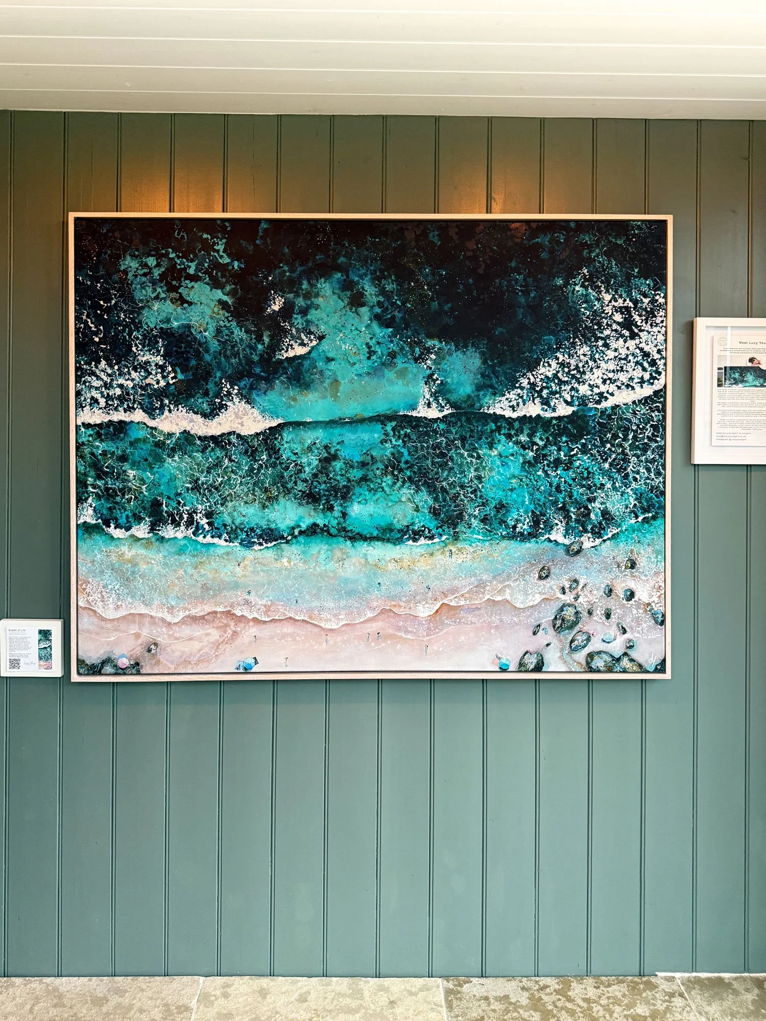 aerial seascape artist, showing her work in the Gara Rock Hotel as resident artist.