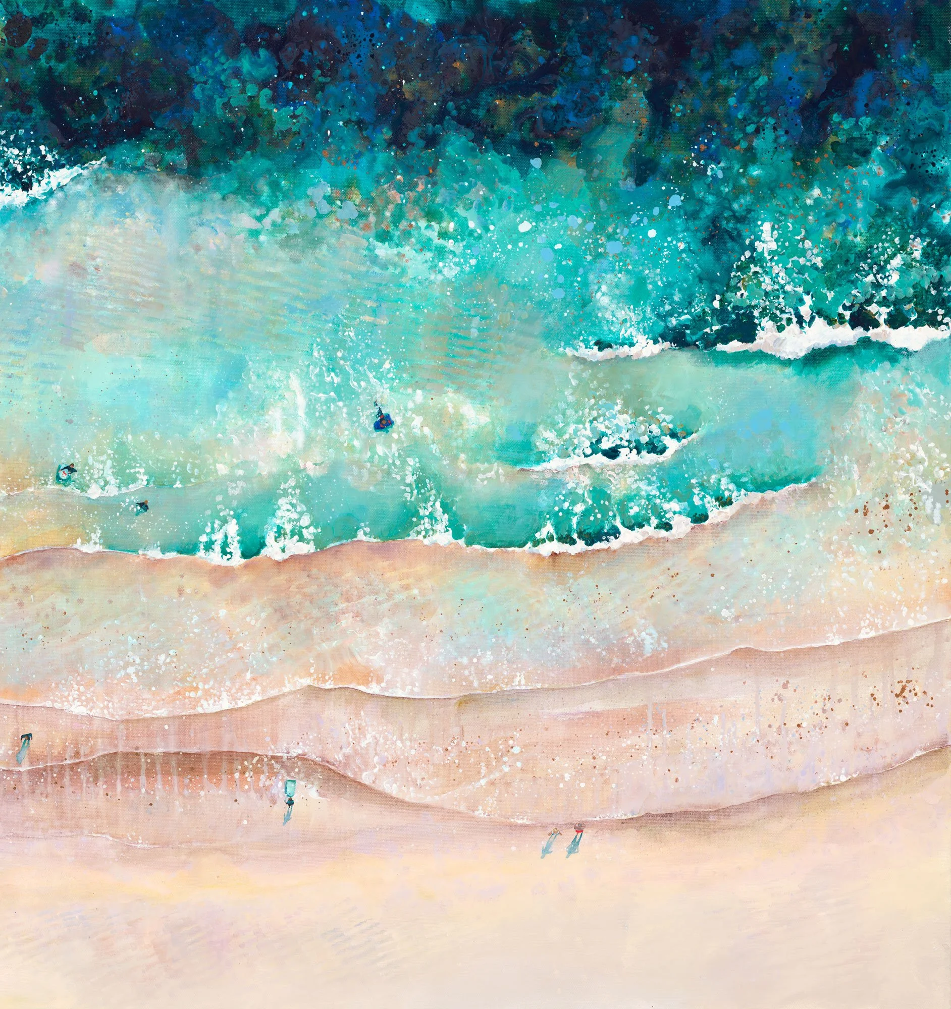 Bentham beach painting by Lucy Young, Salcombe artist