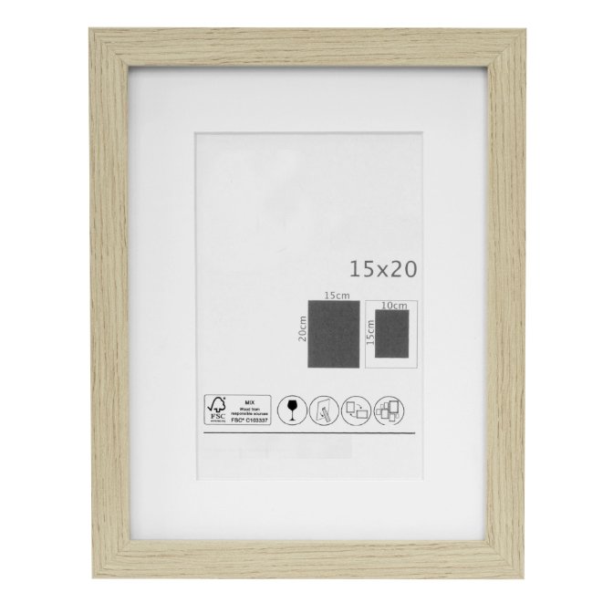 Marco madera clara 15 x 20 cm (10x15 con passepartout) — Sales de Plata