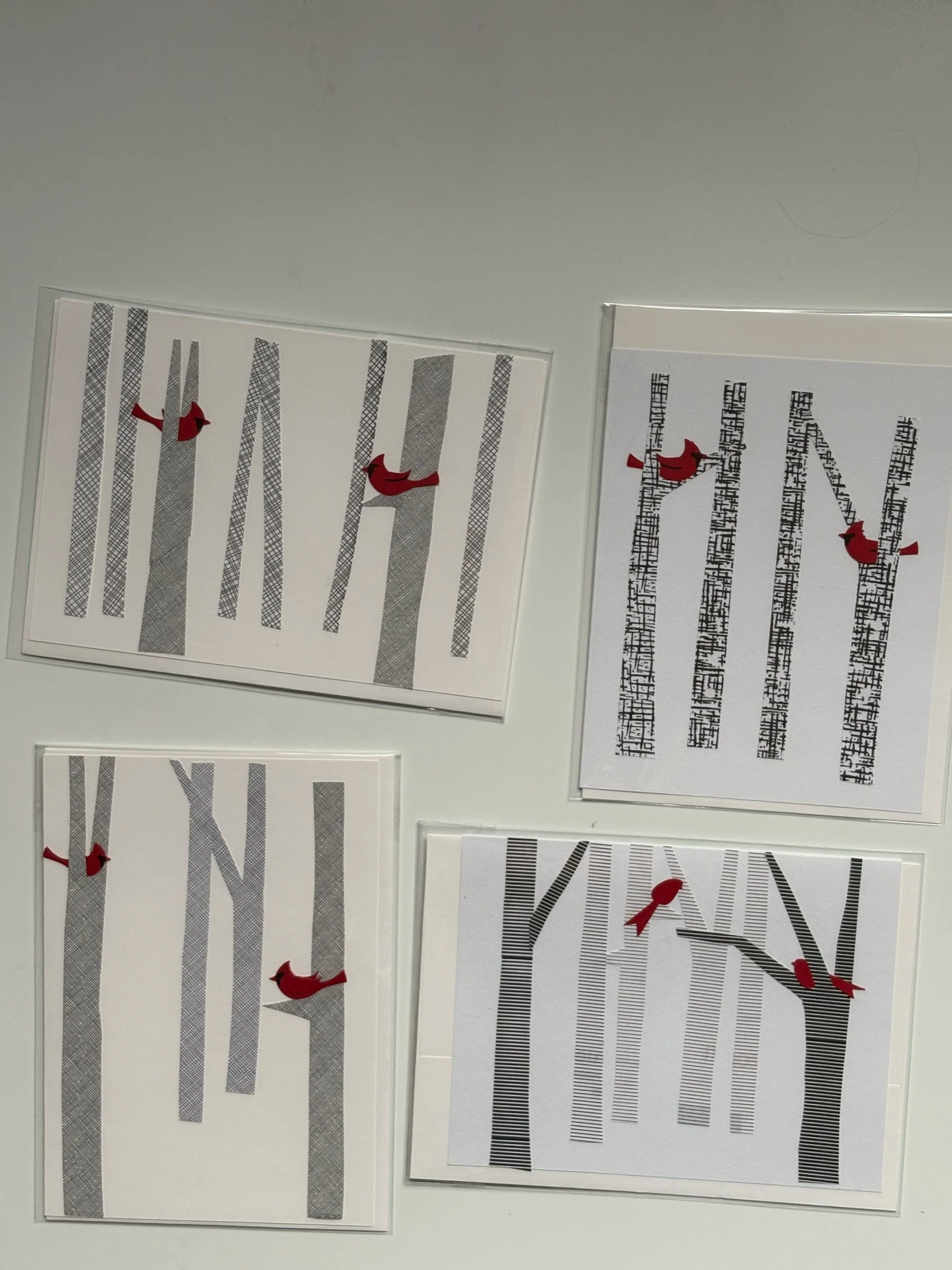 Wintry forest note cards - made from junk mail/security envelopes. Can be mixed and matched with other cards in the series. 