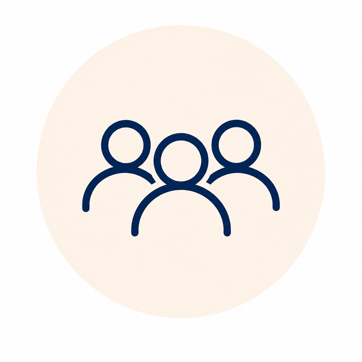 Icon of three people grouped together, representing a community or team.