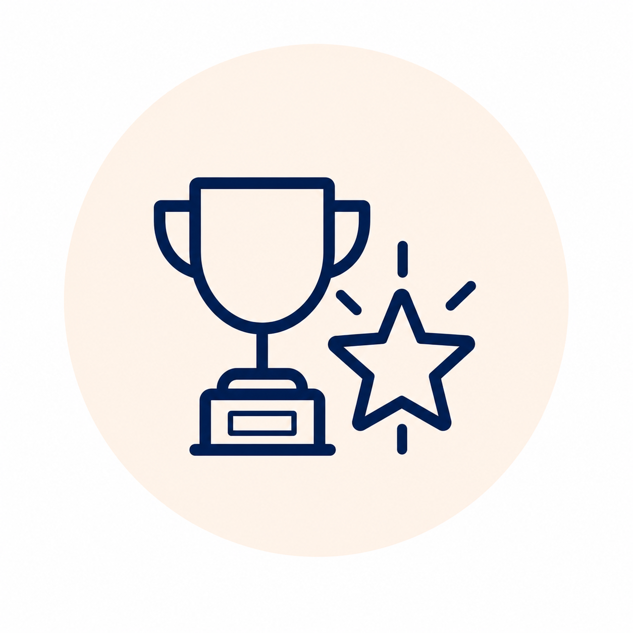 Icon of a trophy and a star, representing achievement or award.