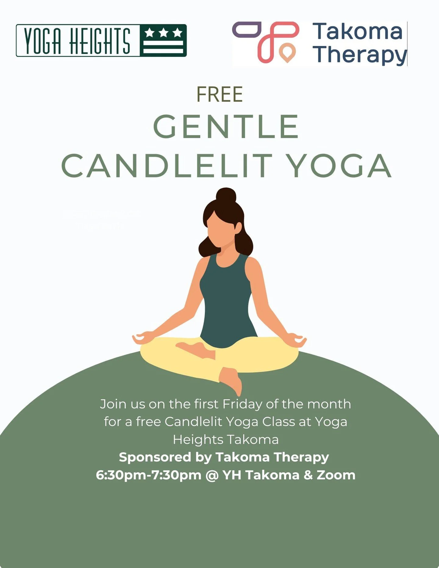 Next Friday - December 5th. Join us FREE Gentle Candlelit Yoga class at YH Takoma sponsored by Takoma Therapy on December 5. This soft and slow class is great for beginners or anyone looking to relax.

Takoma Therapy helps the local community make se