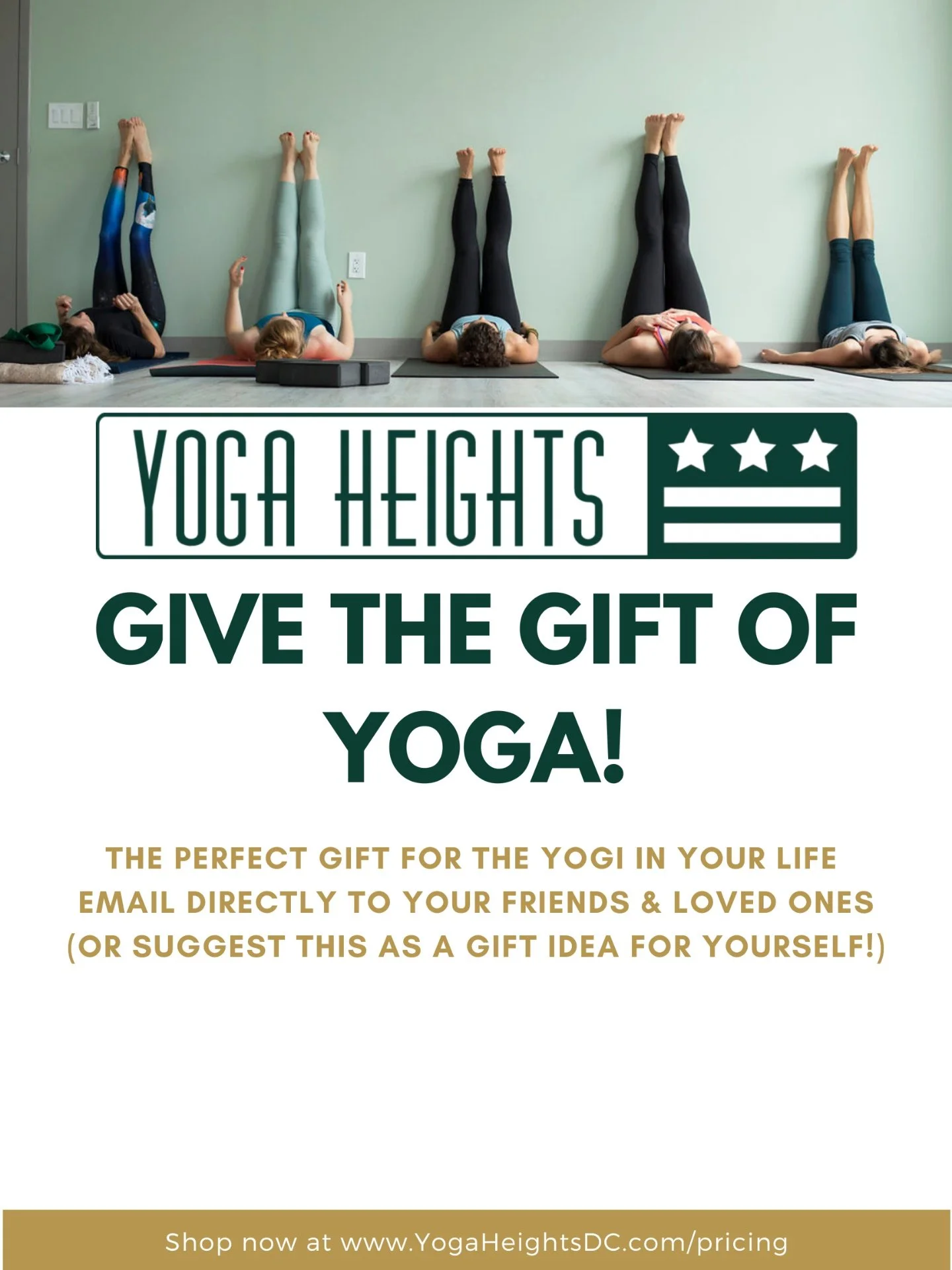 The perfect gift to give or receive Give the Gift of Yoga this holiday season! You can purchase a $50 or $100 gift card to Yoga Heights on our website on in our studios.

#YogaHeightsDC #YHDC #YogiSoul #YogaStrong #PracticeDaily #Community #YogaPract