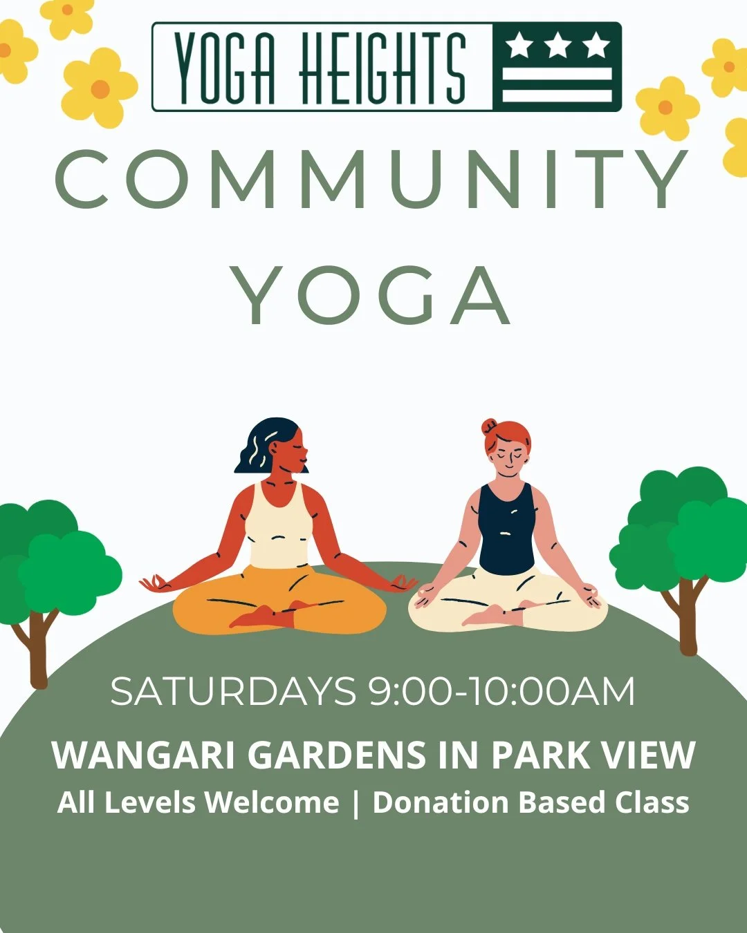 Starting this Saturday, join our amazing Yoga Teacher Training graduates for classes outdoor at Wangari Gardens!

Saturdays at 9am!  Bring your yoga mat, and a friend! 

Suggested donation: $10 to show the teacher your love!