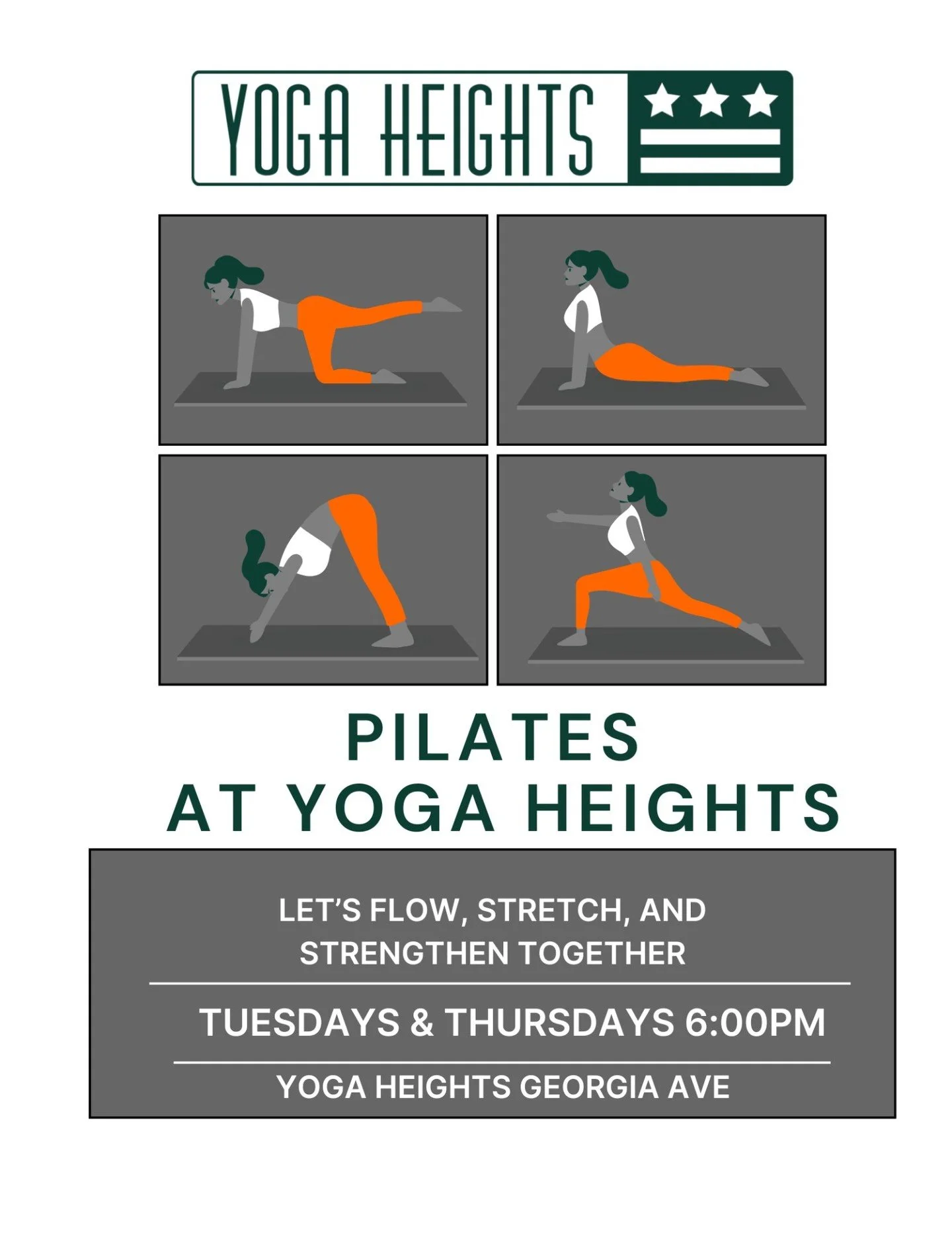 Get your Pilates fix every Tuesday and Thursday at 6pm at Yoga Height Georgia Ave!