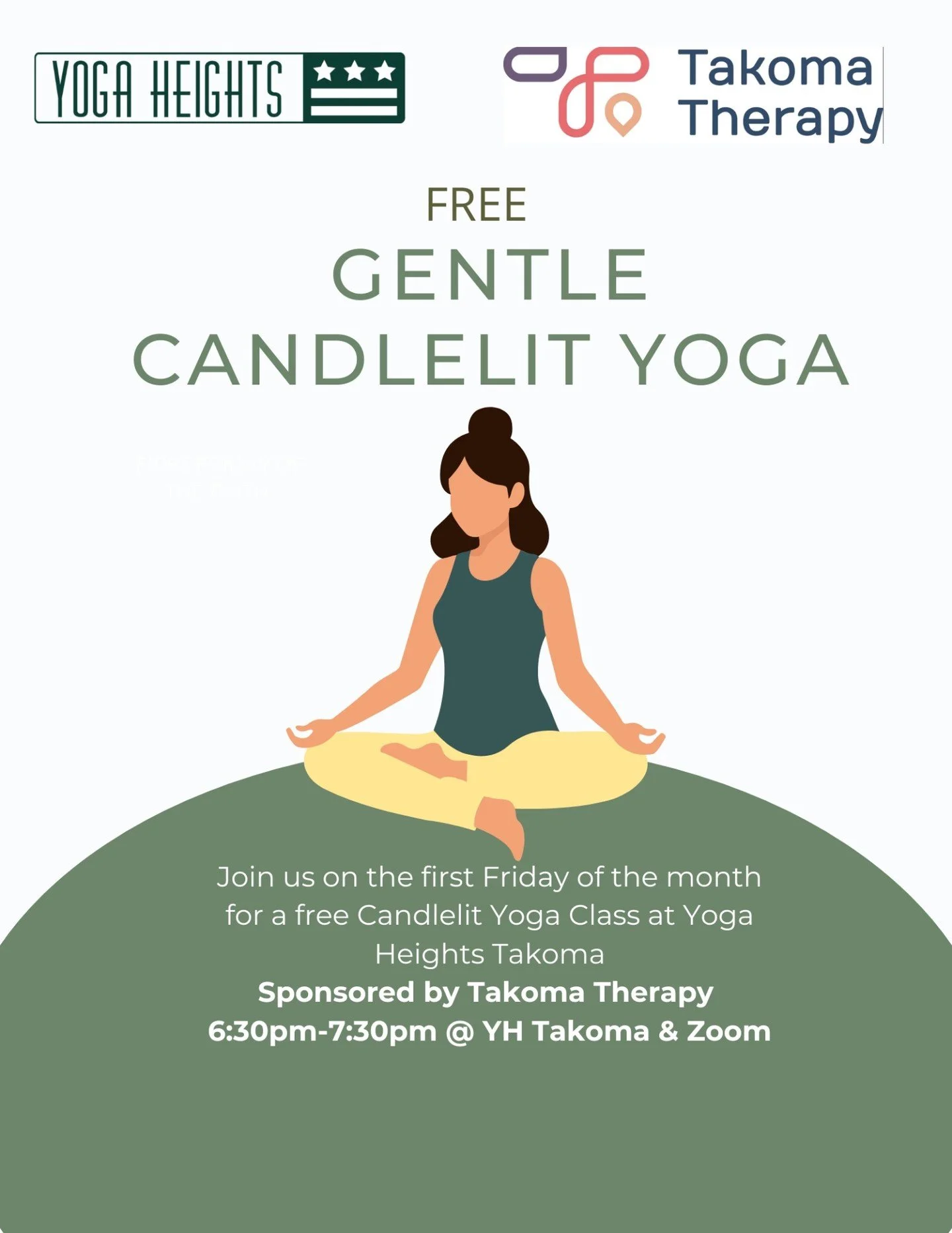 Join a FREE gentle yoga class FRIDAY, JUNE 5 at 6:30pm at Yoga Heights Takoma.