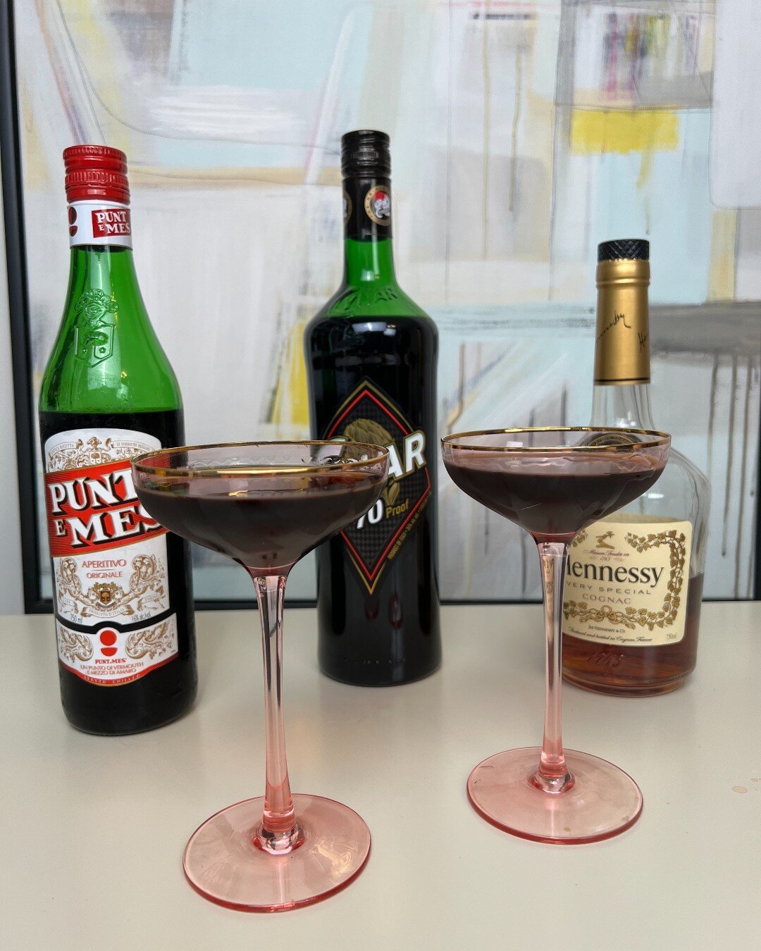 This one was a &quot;nope&quot; for us. The Popinjay:

* 1 ounce Cynar
* 1 ounce Cognac
* 1 ounce Punt e Mes

Chill a coupe glass. Add the Cynar, Cognac, and Punt e Mes to a mixing glass. Add ice and stir until thoroughly chilled, about 30 seconds. S