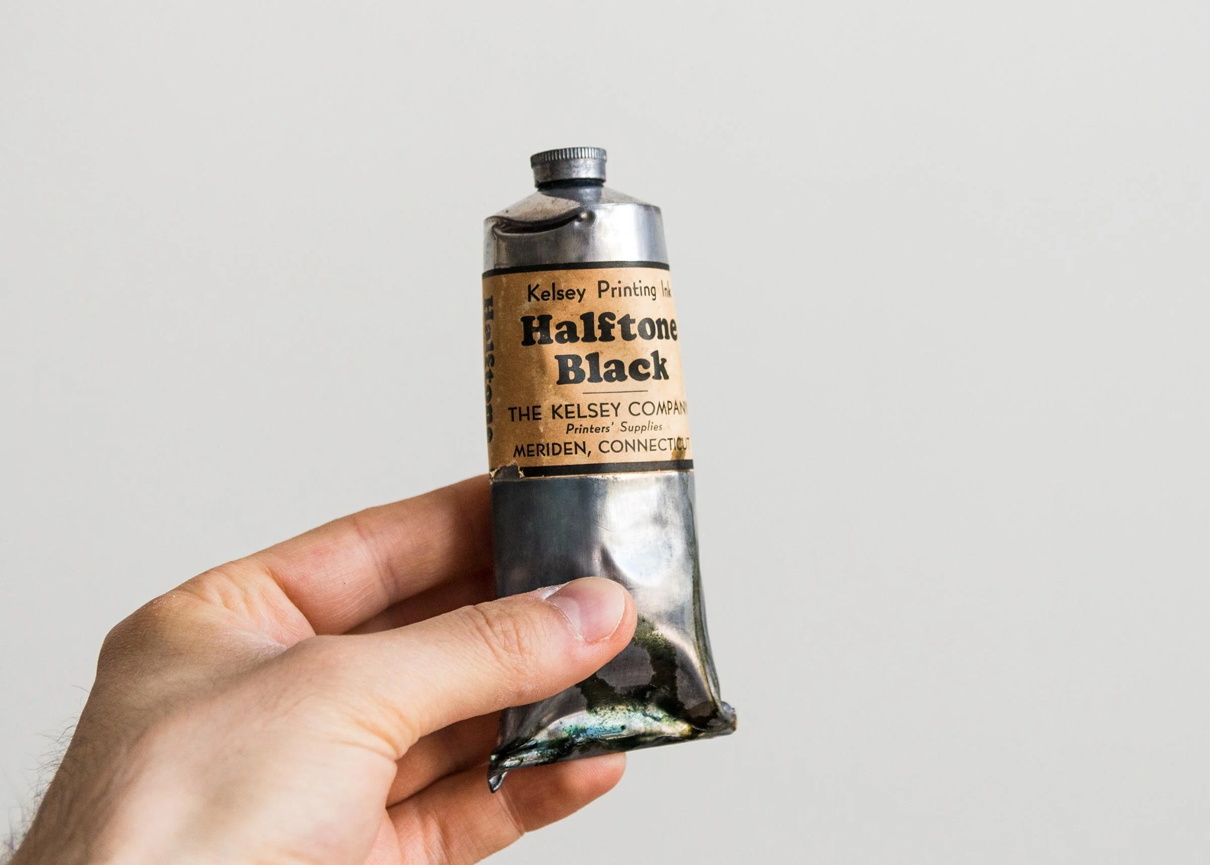 Kelsey letterpress printing halftone black ink tube