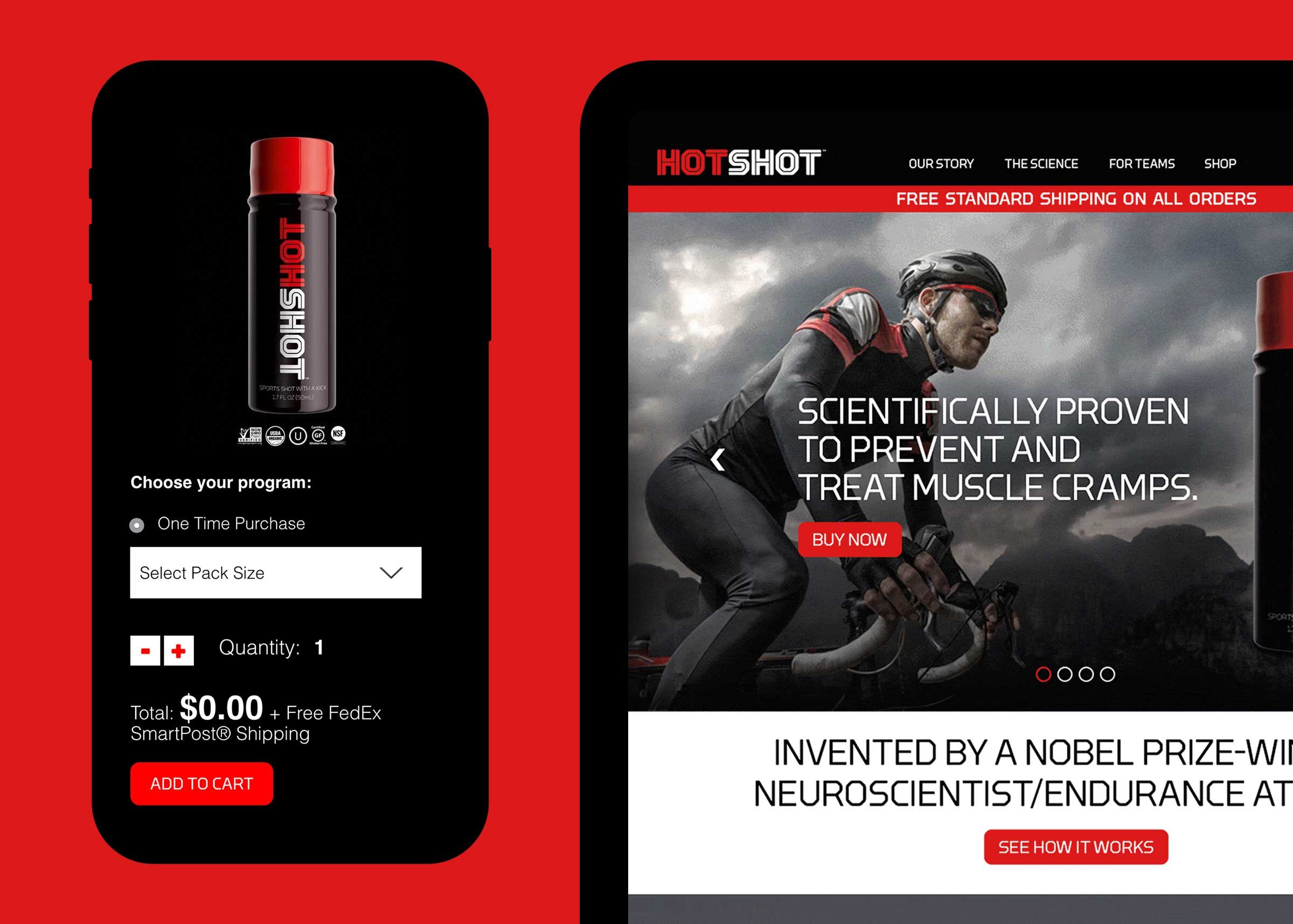 HOTSHOT - Website UI/UX and brand design for a sports drink.