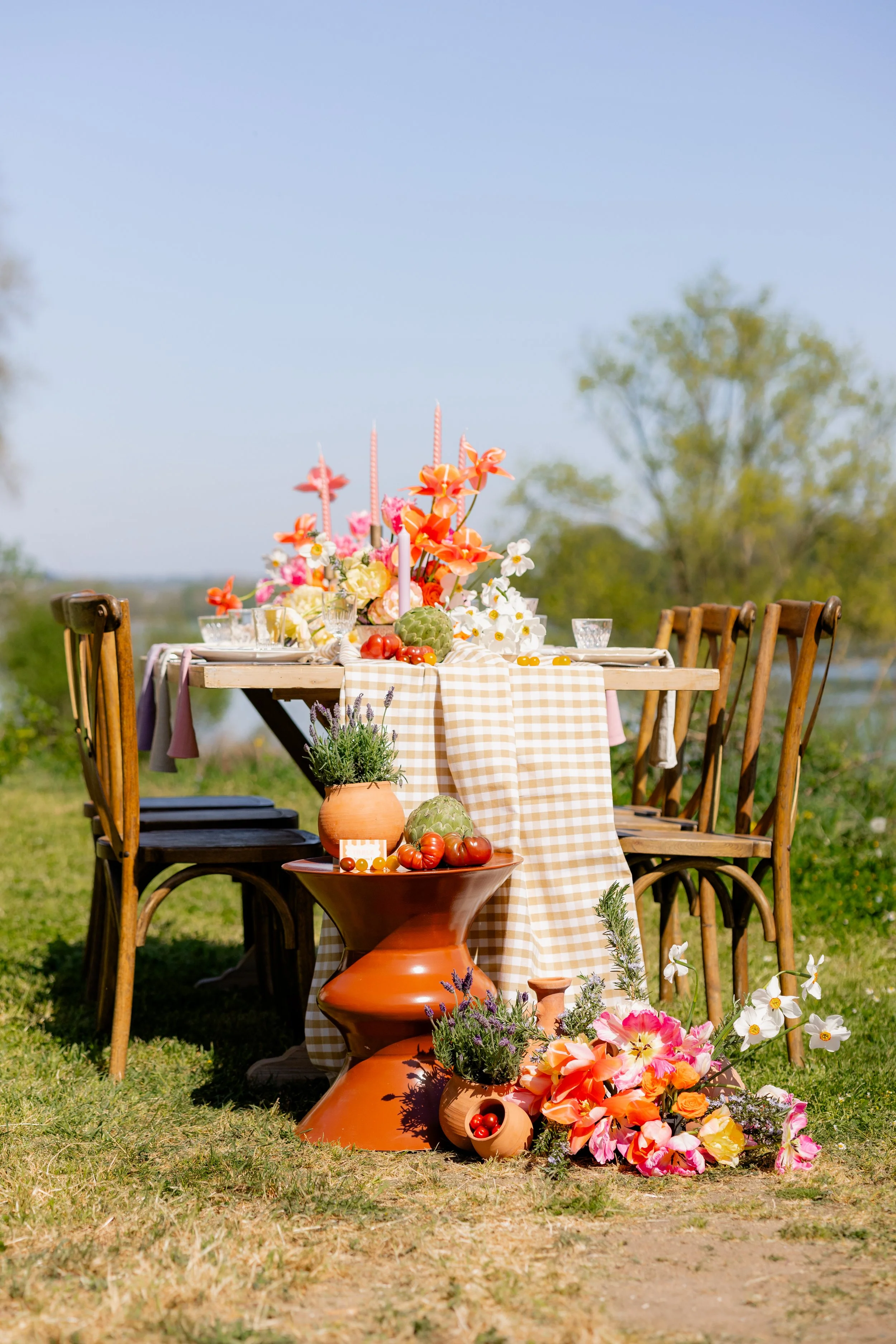 Table de mariés, nature, fleurs, tendance et légumes