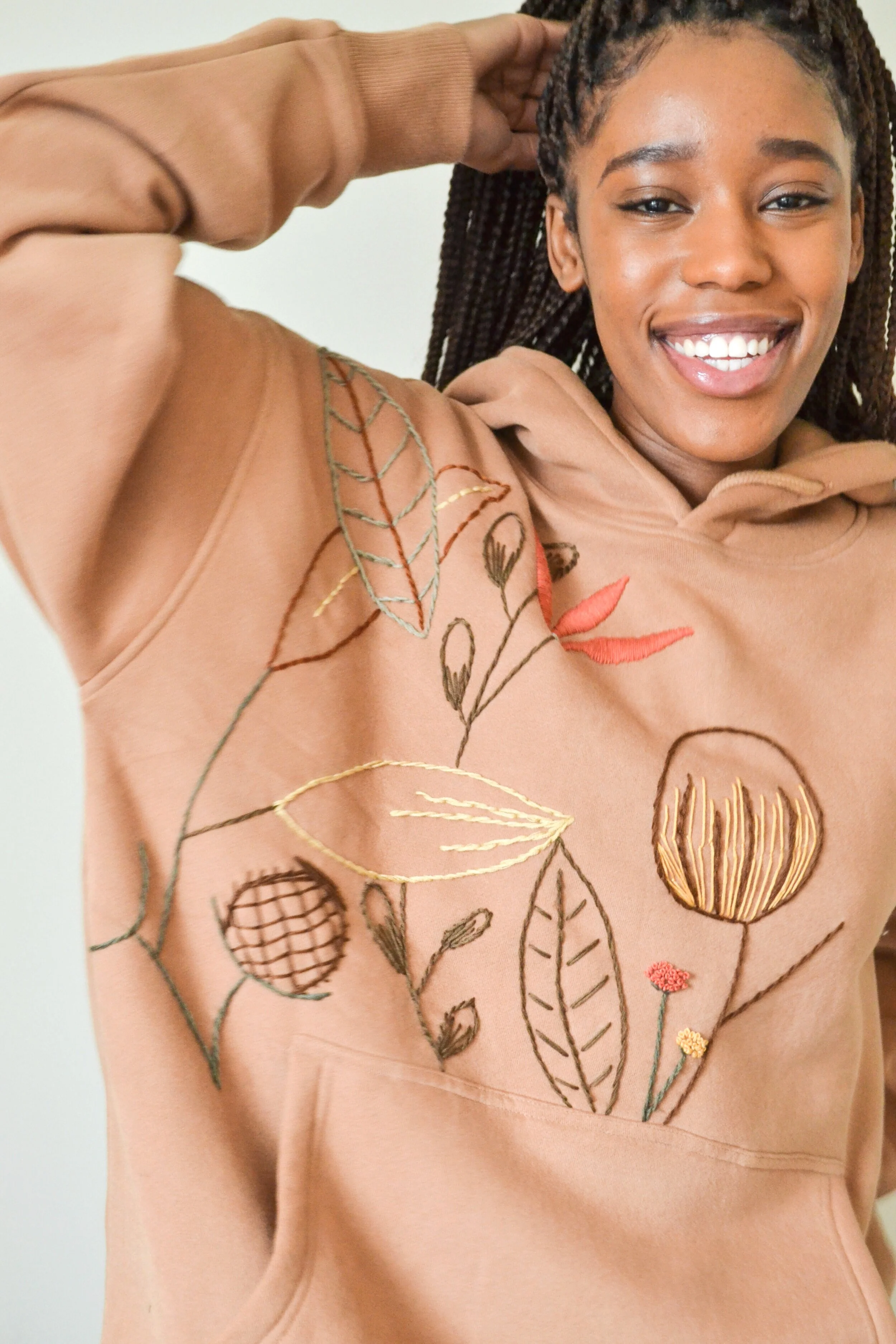 Hand embroidered autumn hoodie