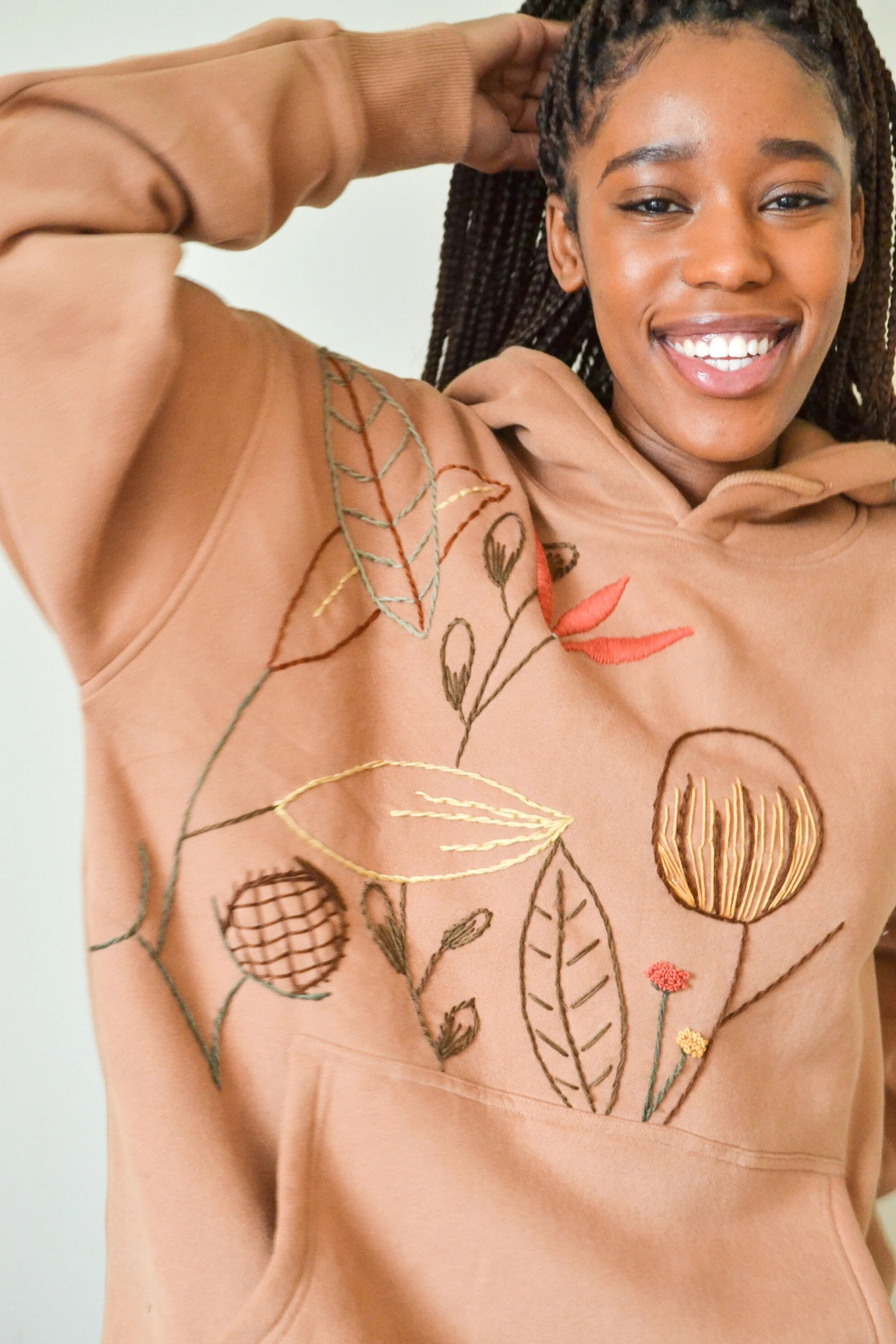 Hand embroidered autumn hoodie