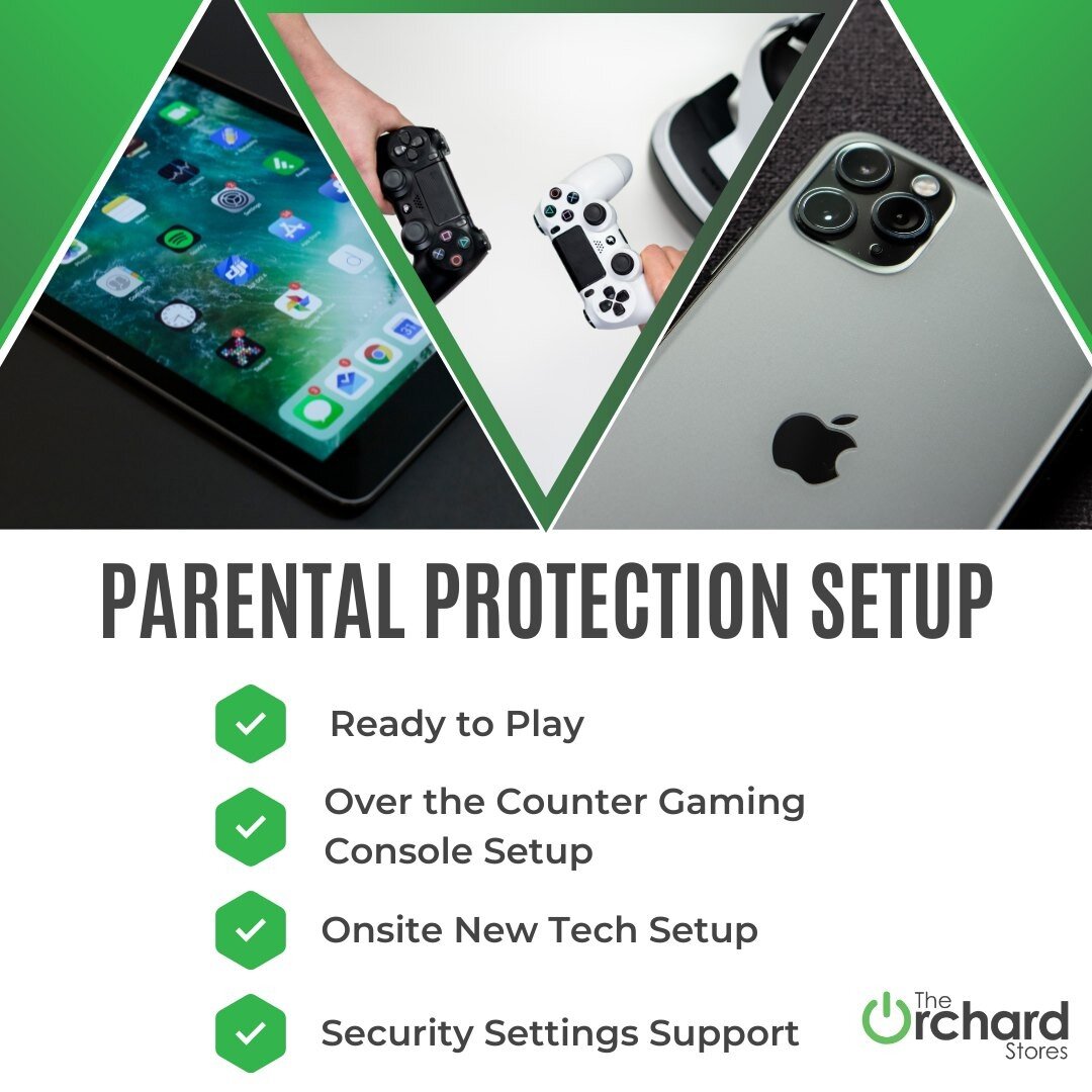 Feel more secure when your kids are on their phones, iPads, and gaming consoles.

We offer parental protection setup services for all tech devices. Visit one of our stores to protect your kid's tech! 🎮📱
.
.
.
#theorchard #picktheorchard #protectyou