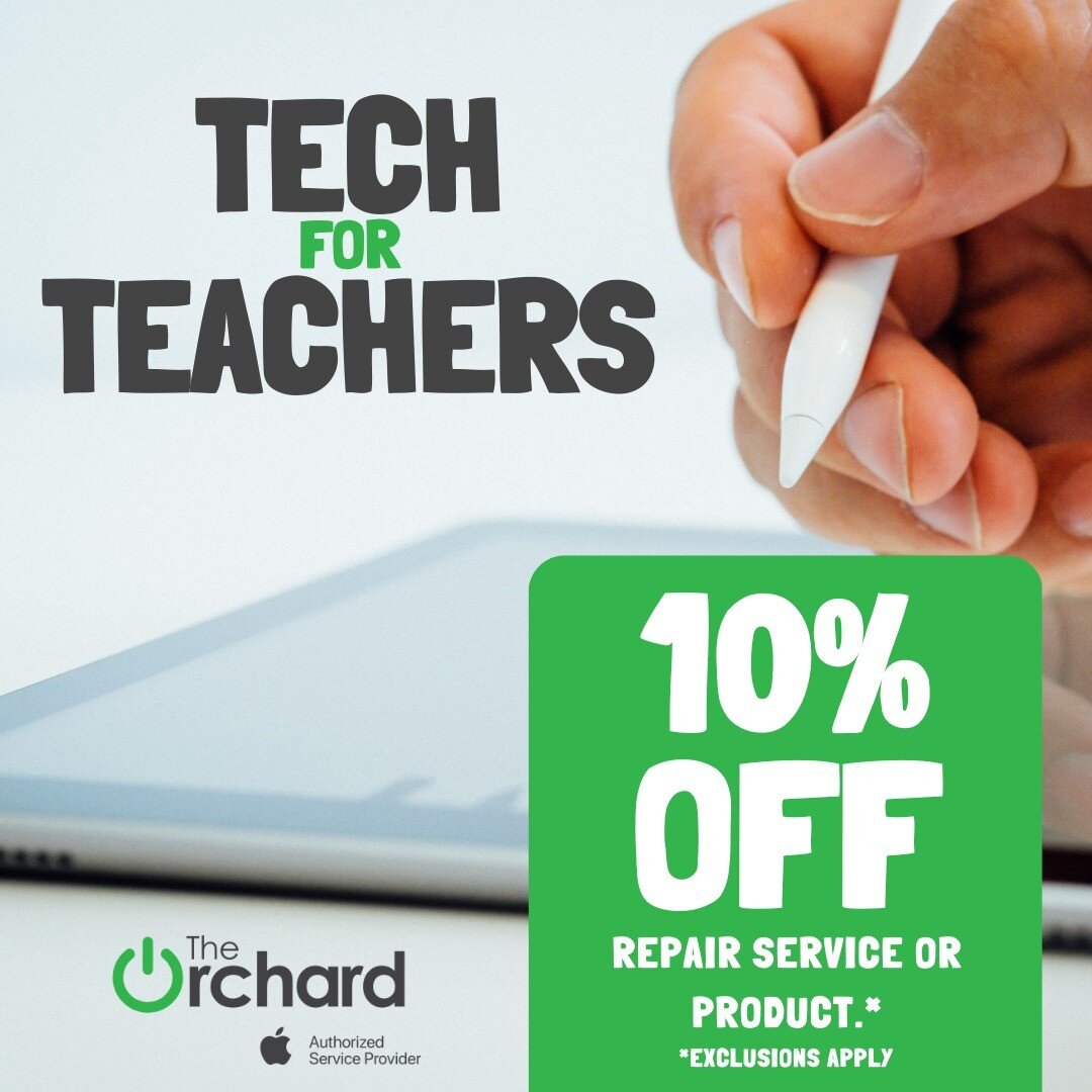 Did you know that we offer a teacher discount year-round?

With your teacher ID, you can receive 10% off any repair service or product at any of our locations. (exclusions apply)
.
.
#TheOrchard #PickTheOrchard #WeLoveOurTeachers #SupportYourTeachers