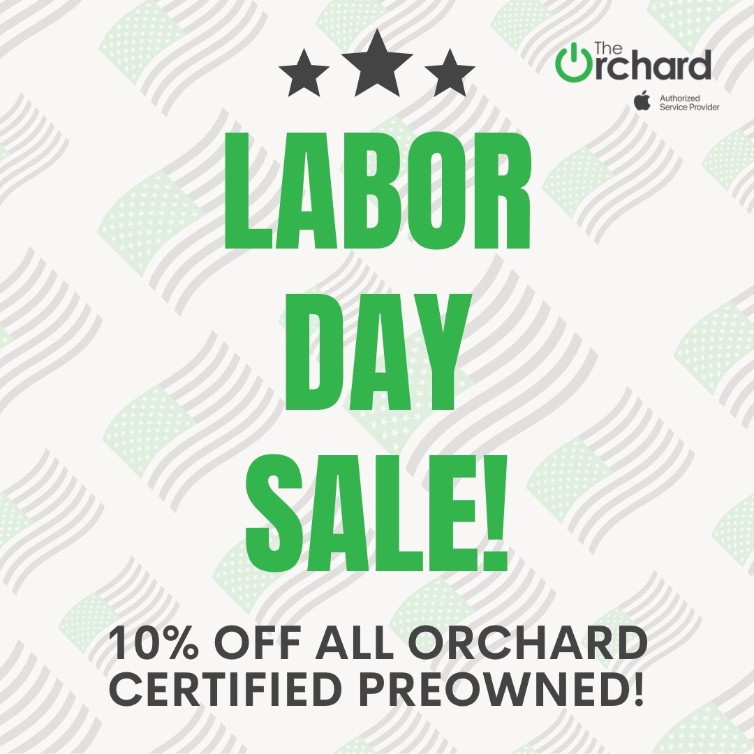 🇺🇸 Labor day sale!! 🇺🇸

TODAY ONLY!
10% off all Orchard certified preowned Apple devices!

Stop by our Lafayette or Carencro stores to see what we have in stock!
.
.
.
#theorchard #picktheorchard #labordaysale #appledevices #certifiedpreowned